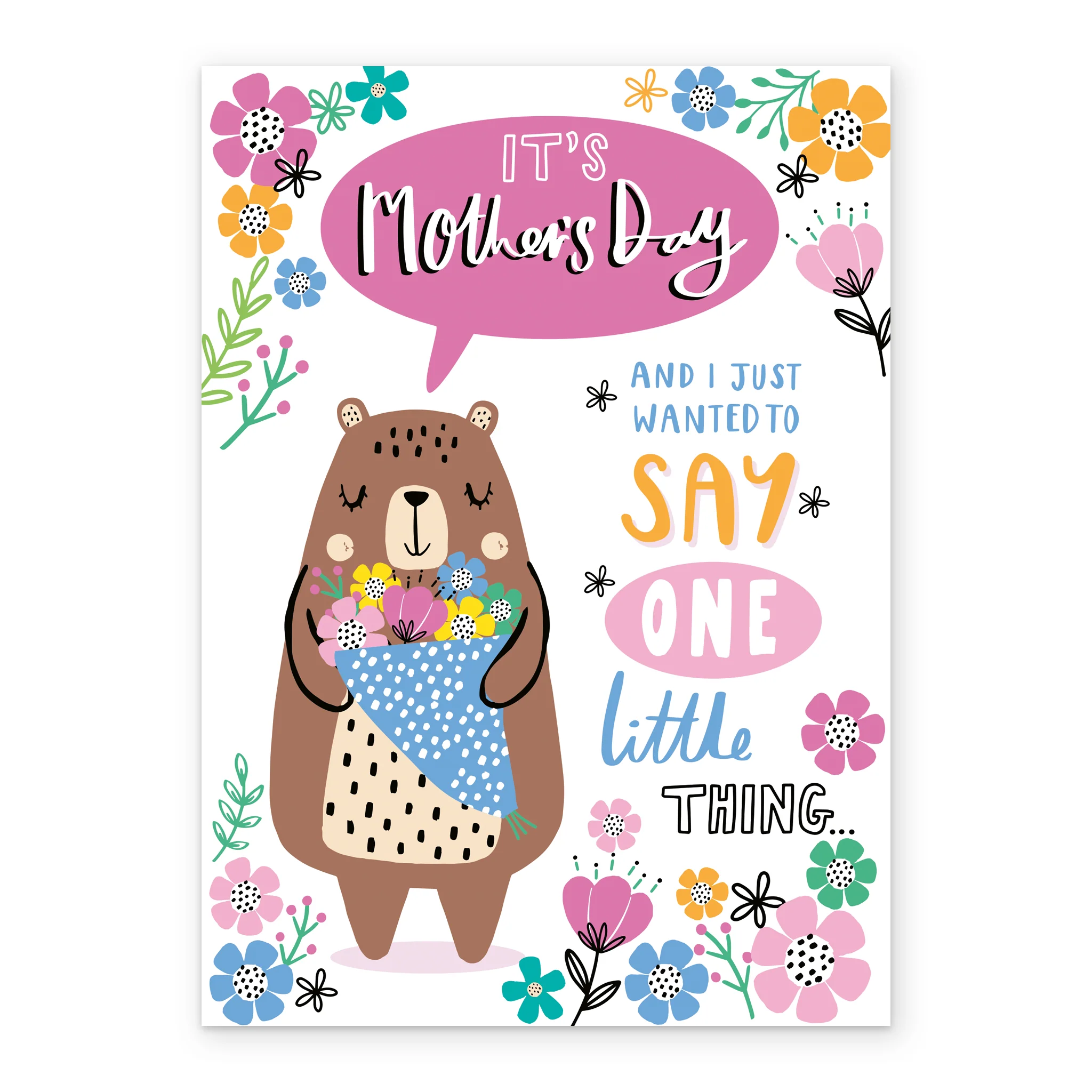 Personalised Bear & Flowers Say One Little Thing Mother's Day Card - Image 2