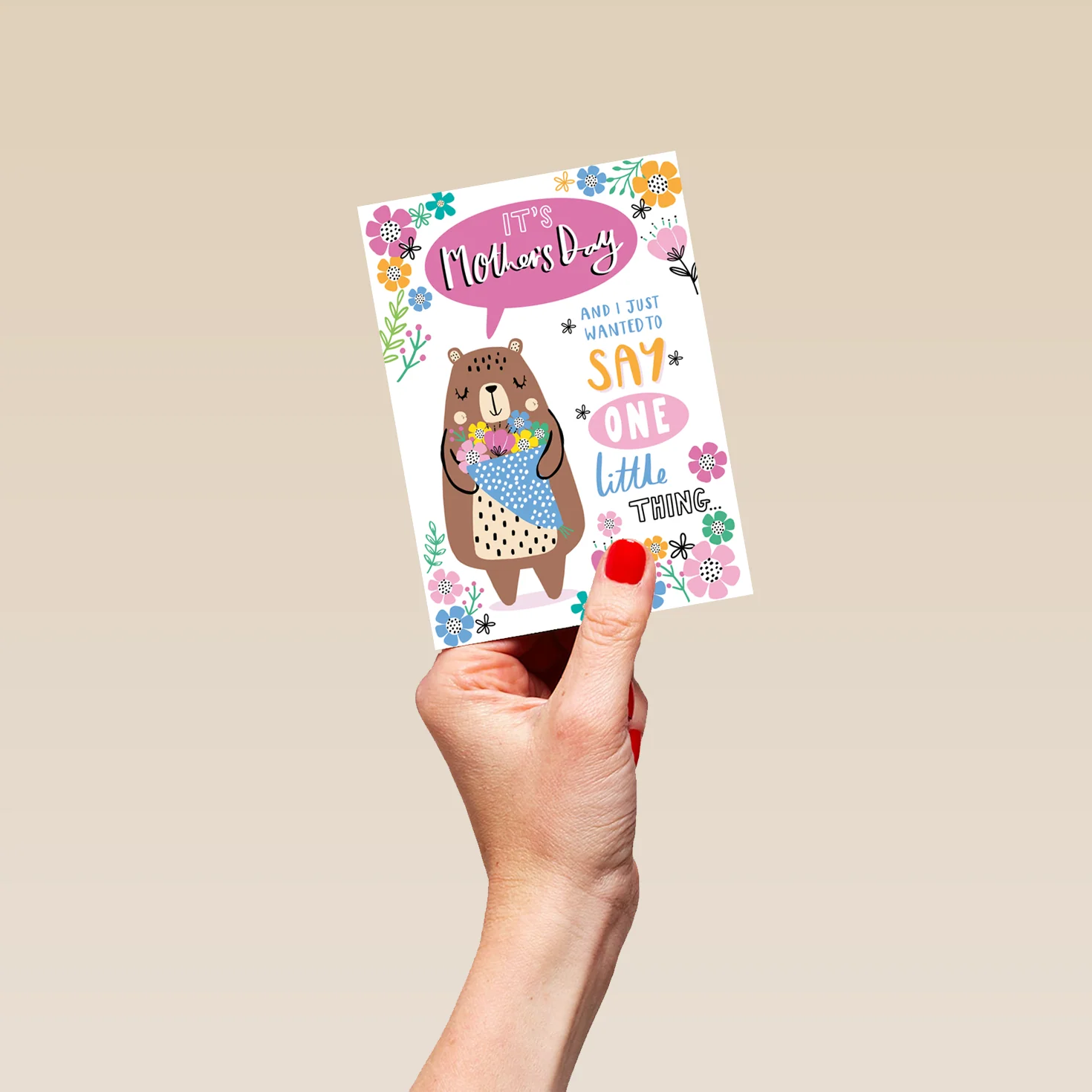 Personalised Bear & Flowers Say One Little Thing Mother's Day Card - Image 4