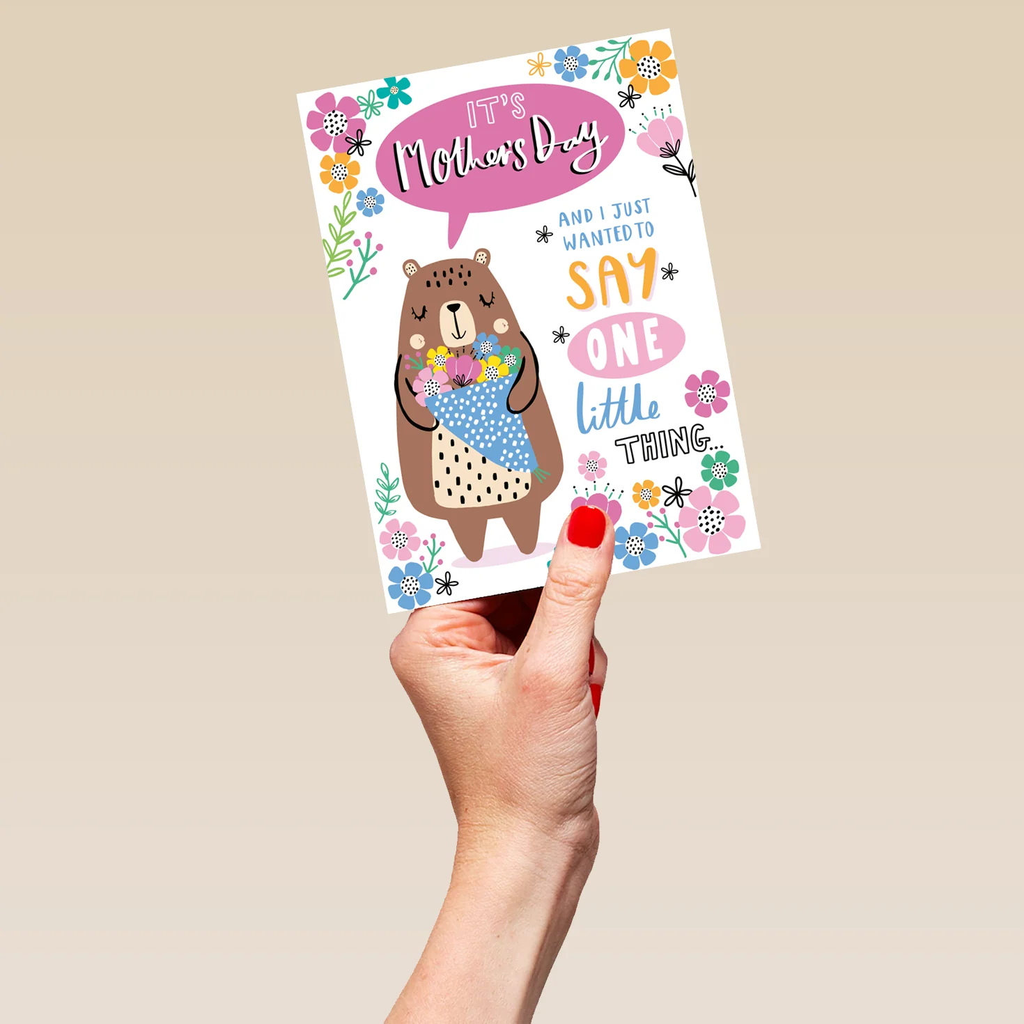 Personalised Bear & Flowers Say One Little Thing Mother's Day Card - Image 5