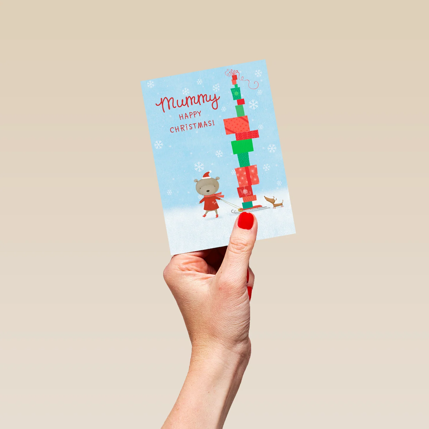 Personalised Bear & Gifts Christmas Card for Mummy - Image 4