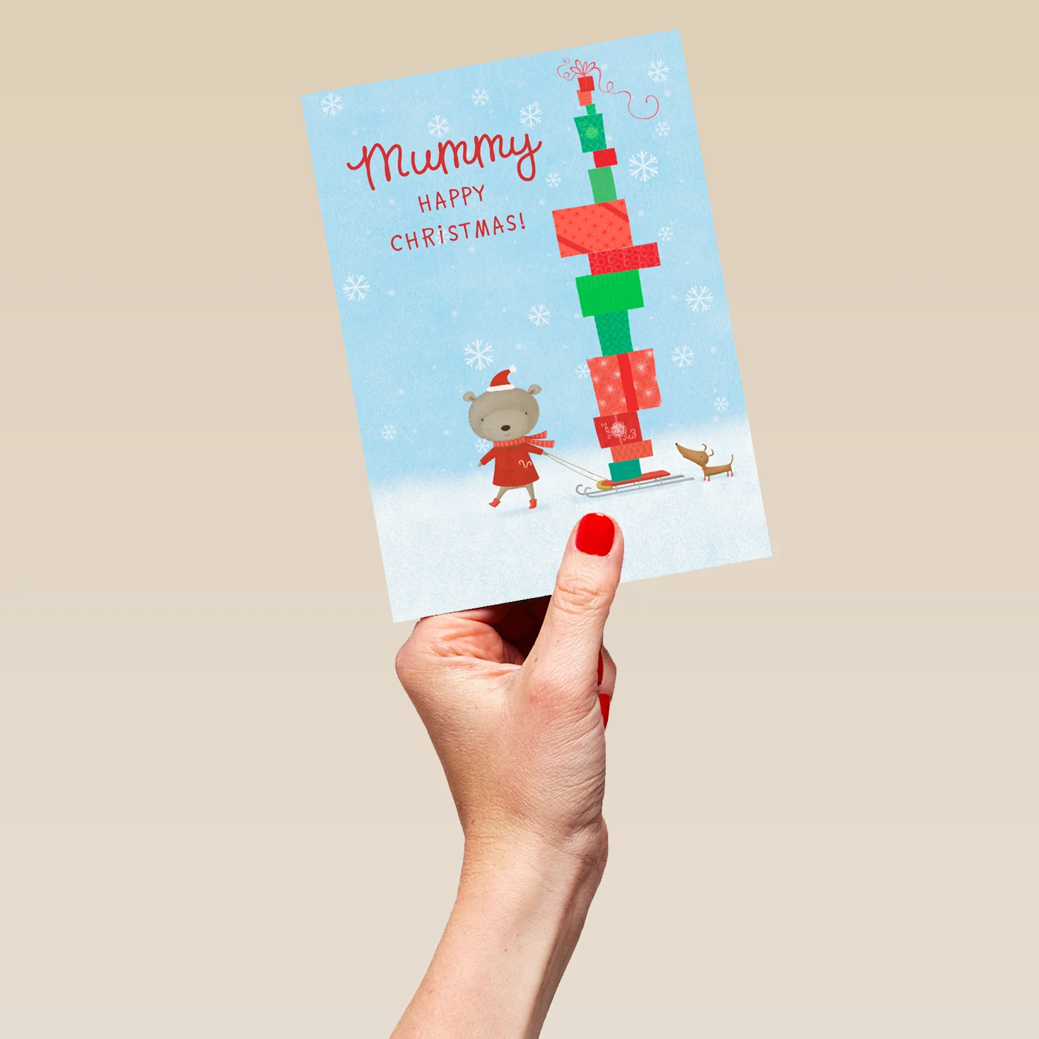 Personalised Bear & Gifts Christmas Card for Mummy - Image 5