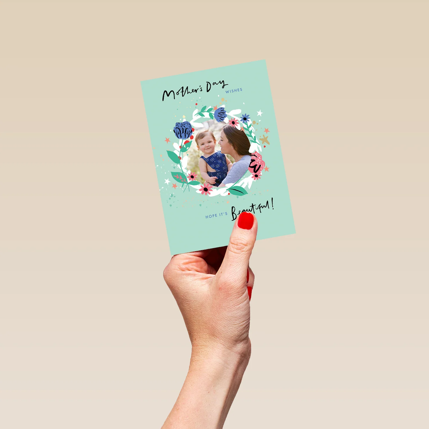 Personalised Beautiful Floral Wreath Mother's Day Photo Upload Card - Image 4