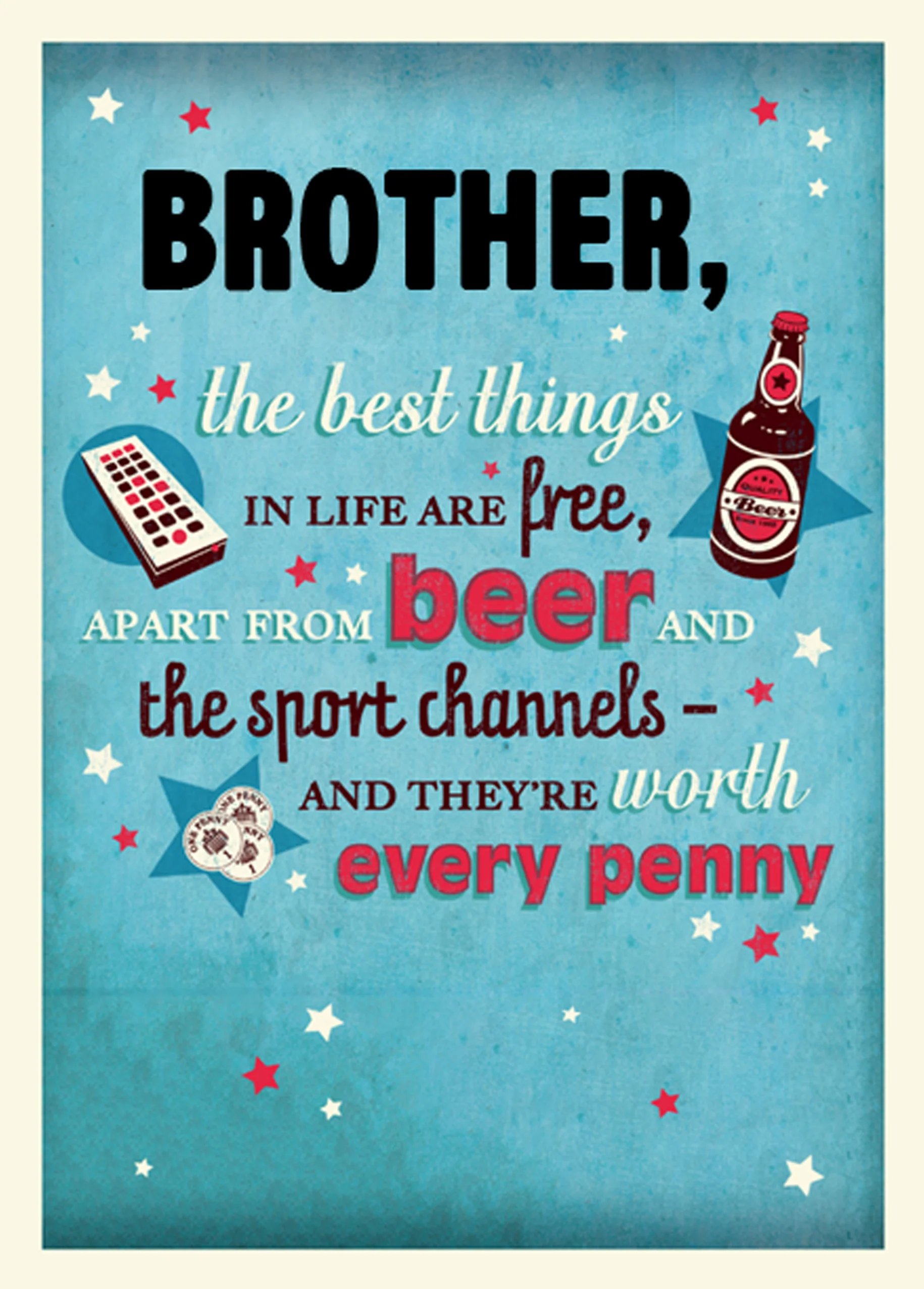 Personalised Beer Sports Channel Brother Card