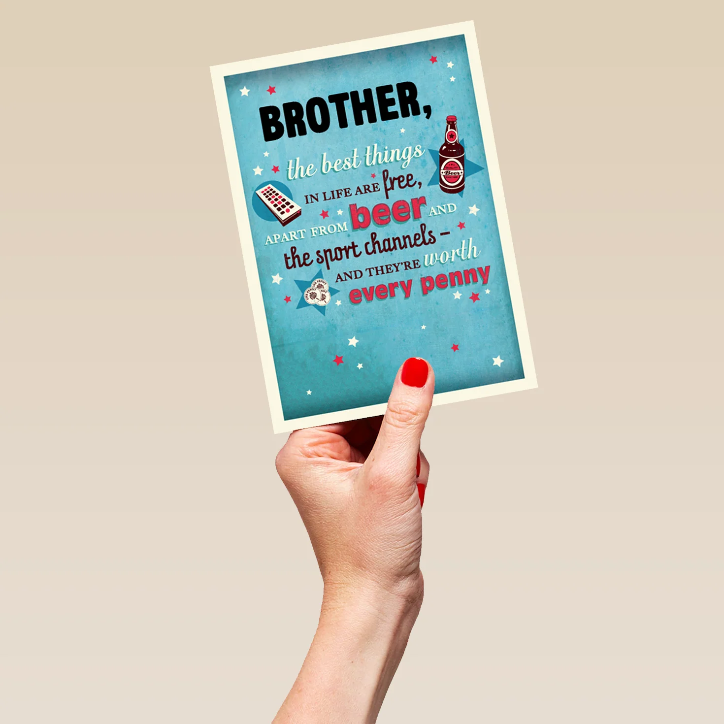 Personalised Beer Sports Channel Brother Card - Image 5