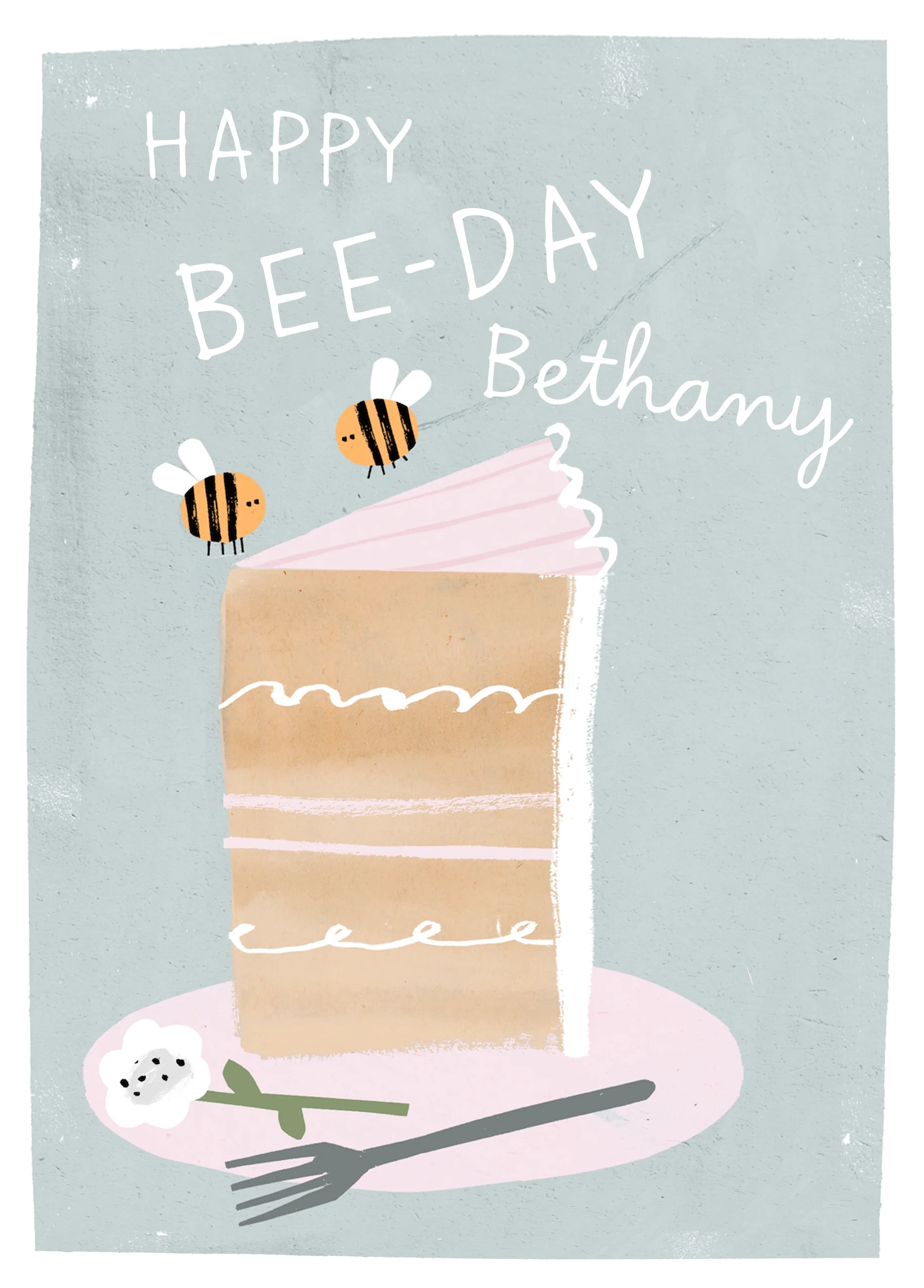 Personalised 'Bees and Cake' Illustrated Birthday Card
