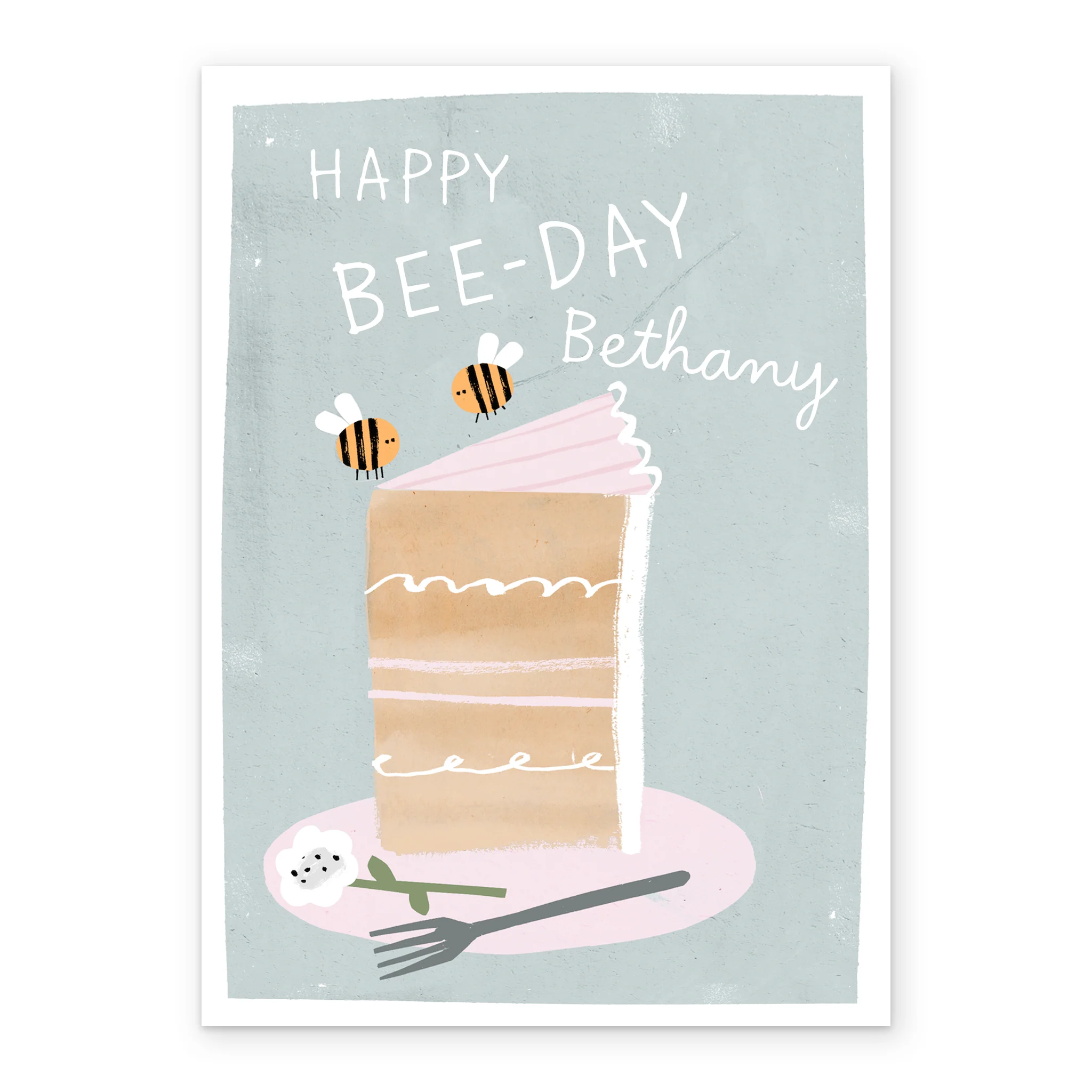 Personalised 'Bees and Cake' Illustrated Birthday Card - Image 2