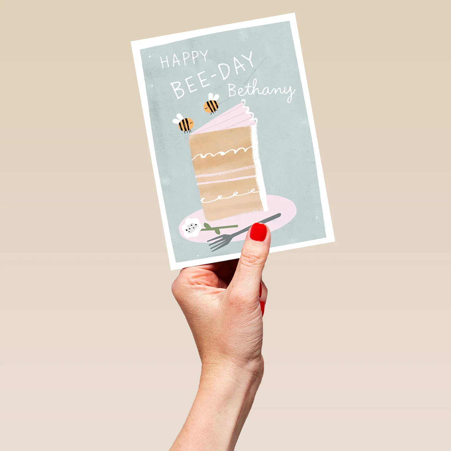 Personalised 'Bees and Cake' Illustrated Birthday Card - Image 5