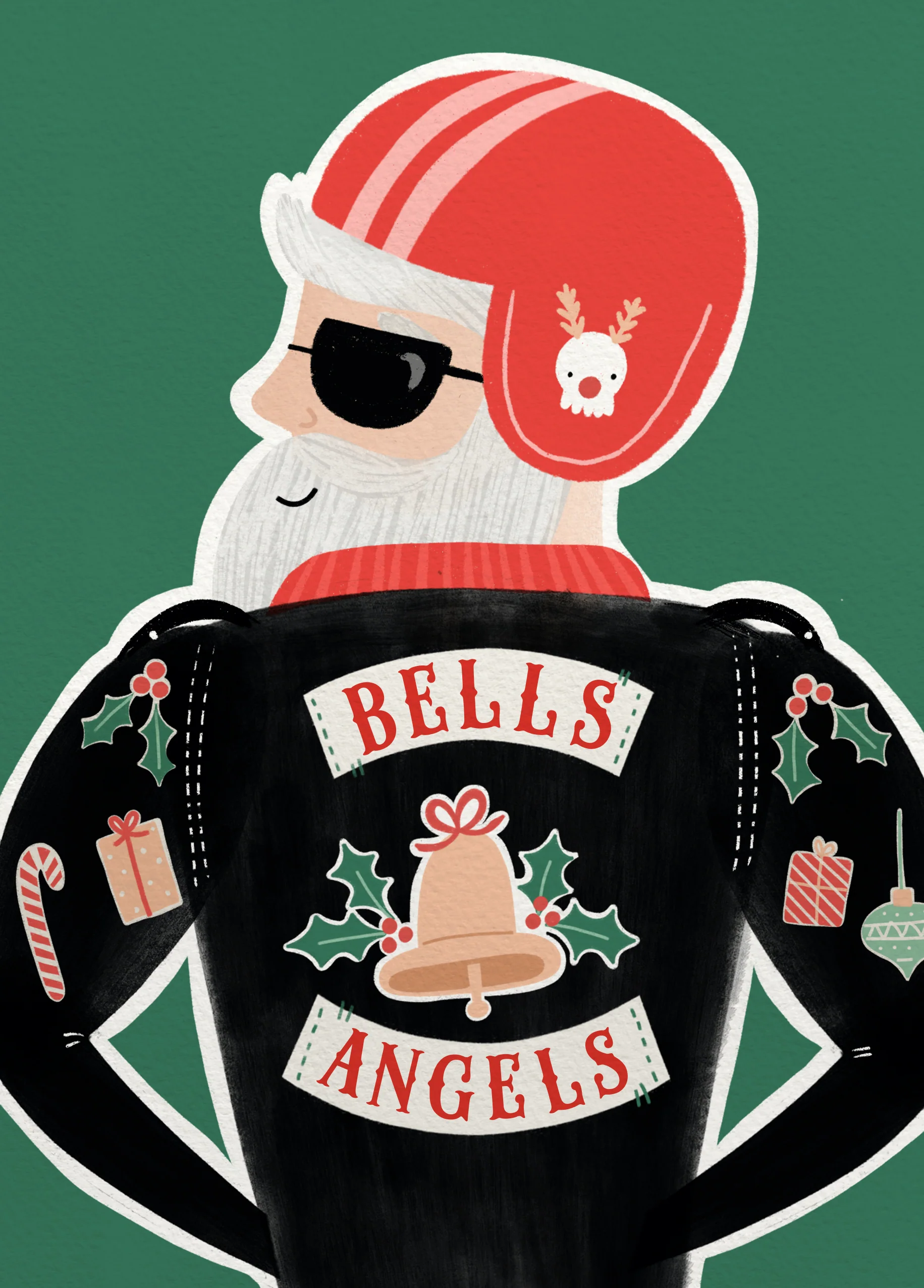 Personalised Bells Angels Biker Santa Christmas Card