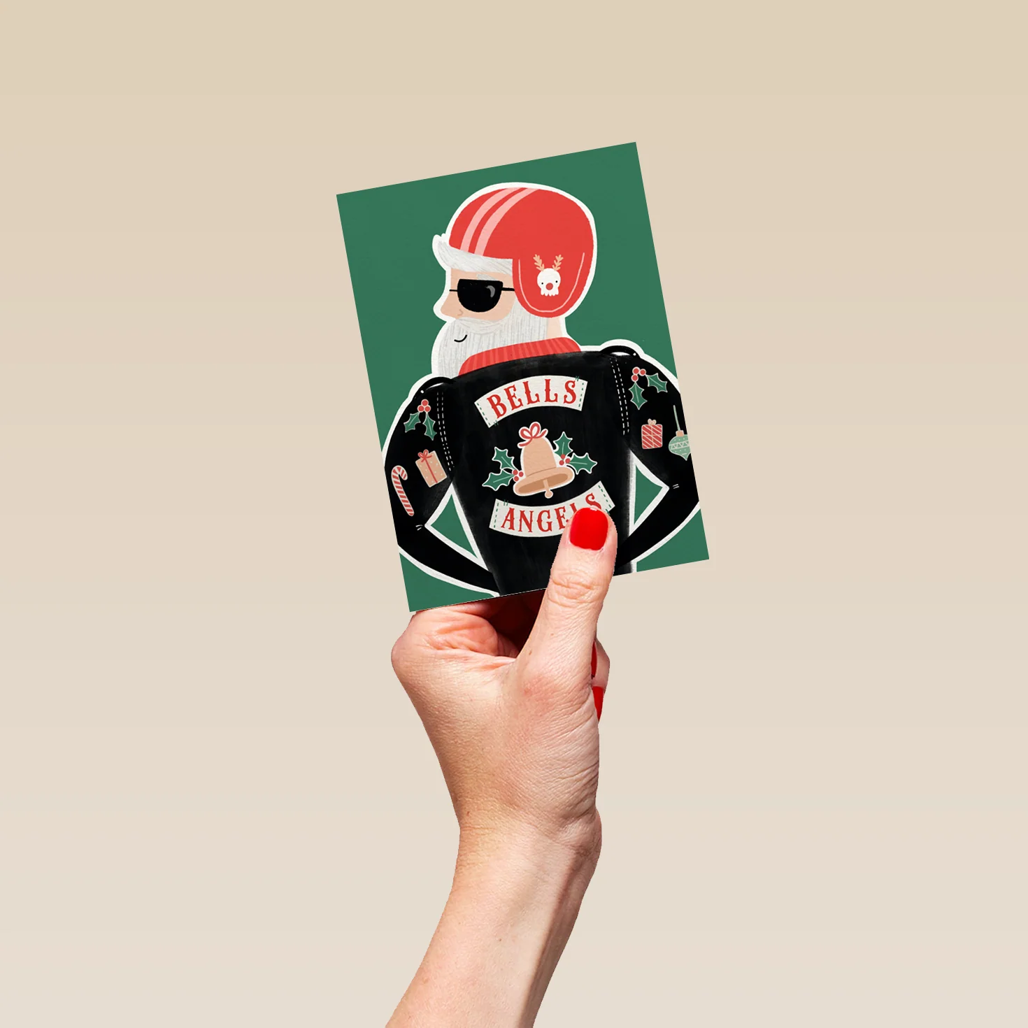 Personalised Bells Angels Biker Santa Christmas Card - Image 4