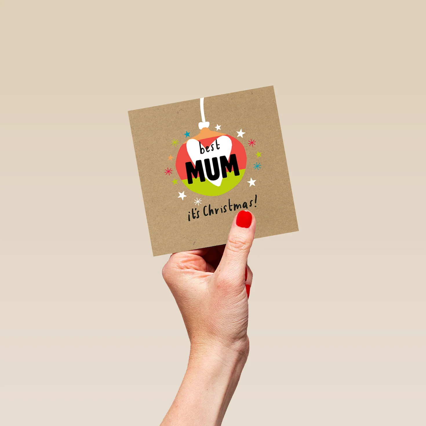 Personalised Best Mum Bauble Christmas Card - Image 4