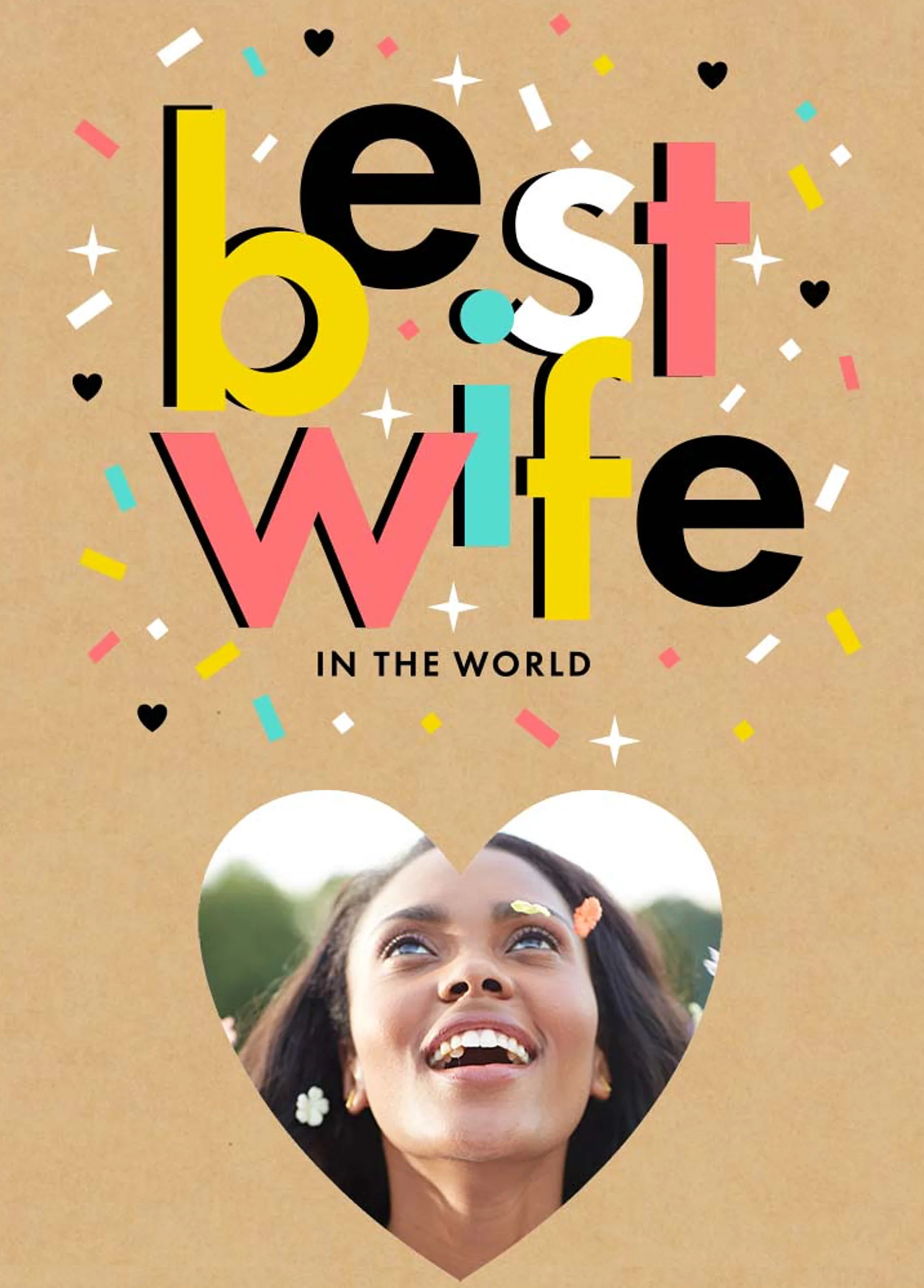 Personalised Best Wife In The World Heart Photo Card