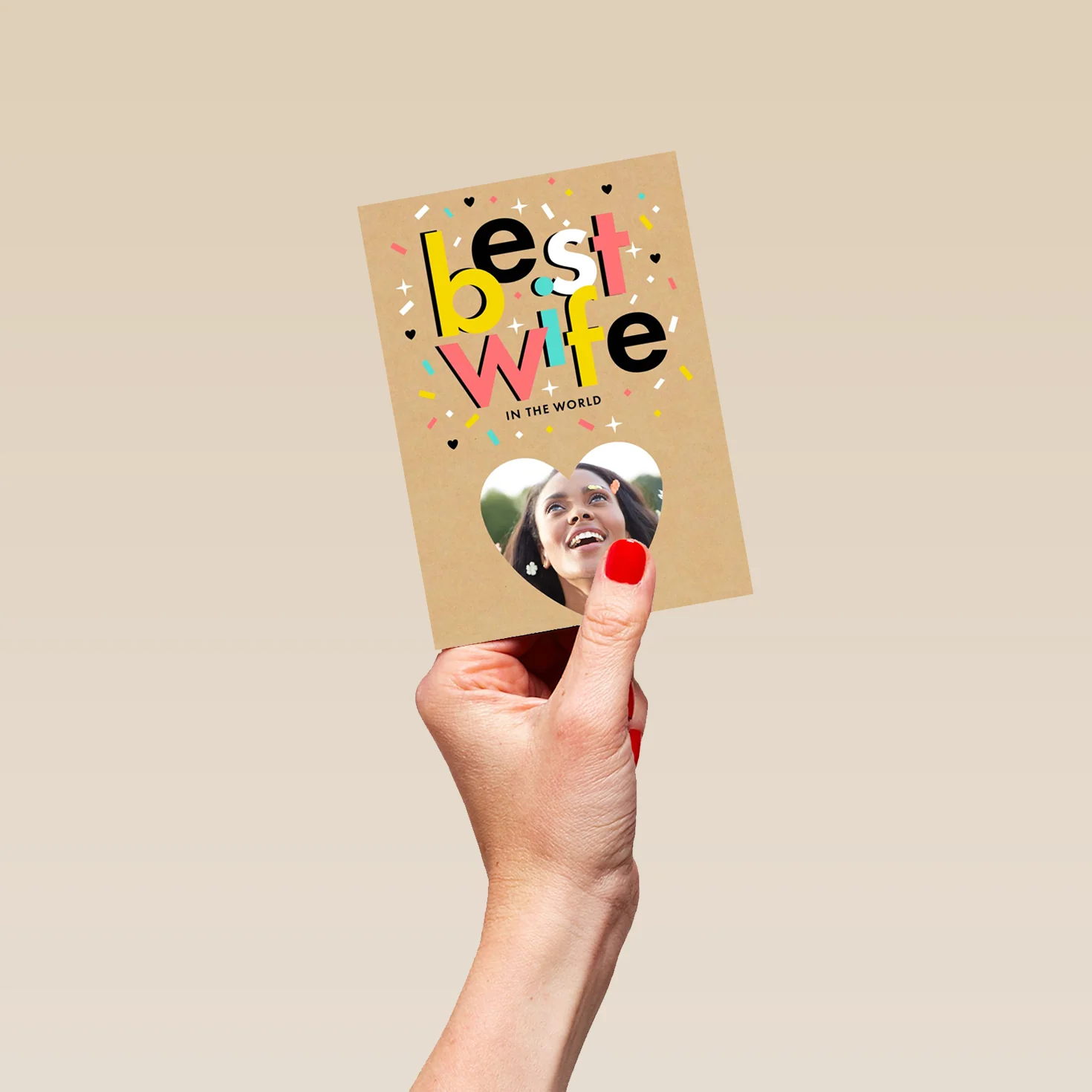Personalised Best Wife In The World Heart Photo Card - Image 4