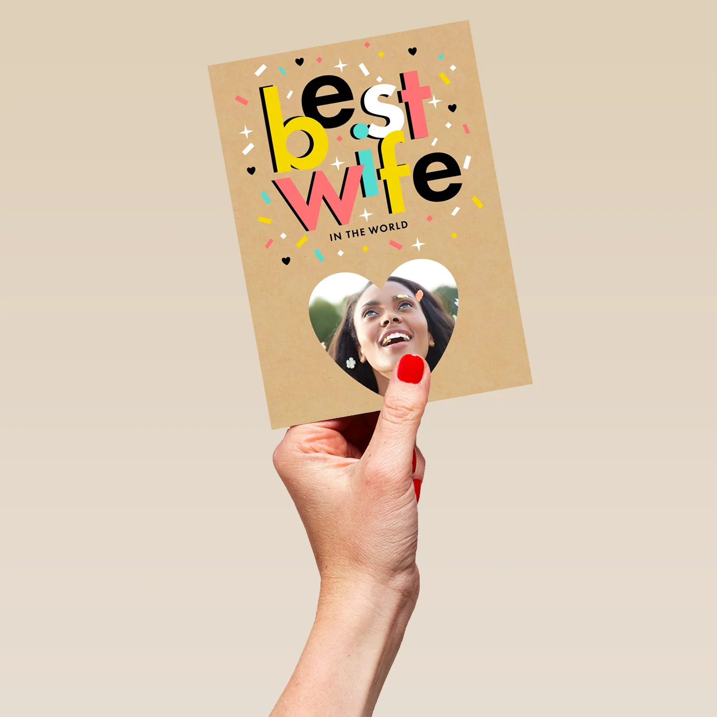 Personalised Best Wife In The World Heart Photo Card - Image 5