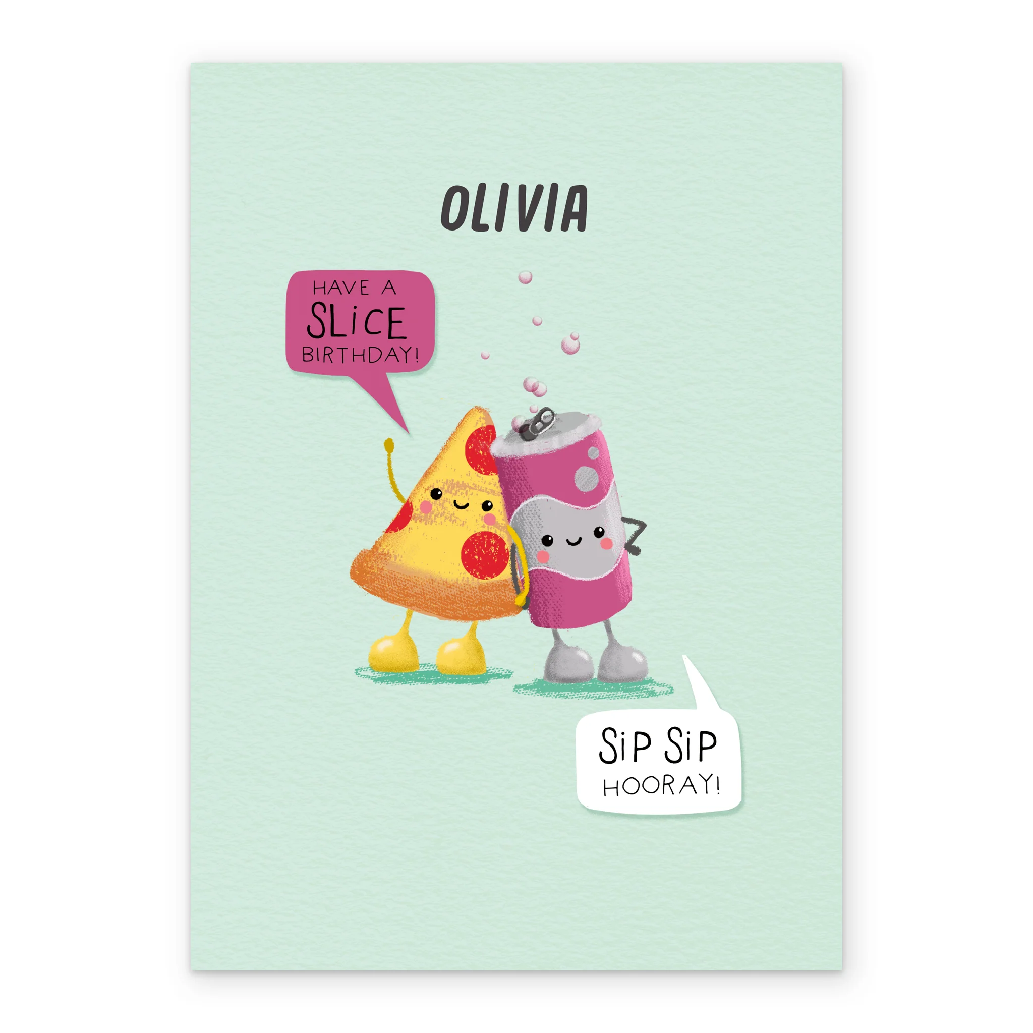 Personalised Better Together Pizza & Pop 'Sip Sip Hooray' Illustrated Birthday Card - Image 2