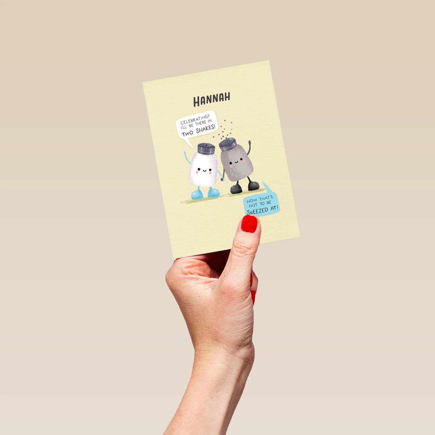 Personalised Better Together Salt & Pepper 'Two Shakes' Illustrated Celebration Card - Image 4