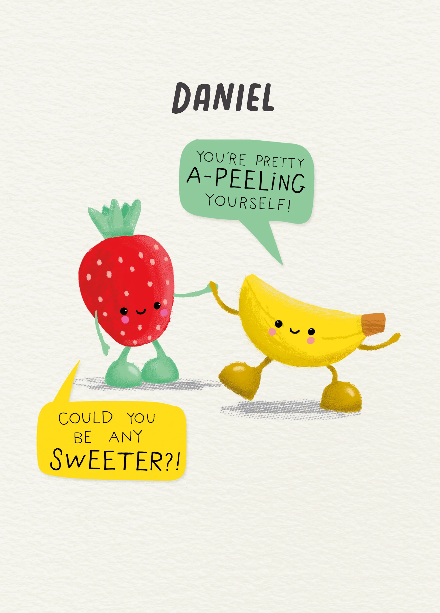 Personalised Better Together Strawberry & Banana 'Sweet' Illustrated Birthday Card