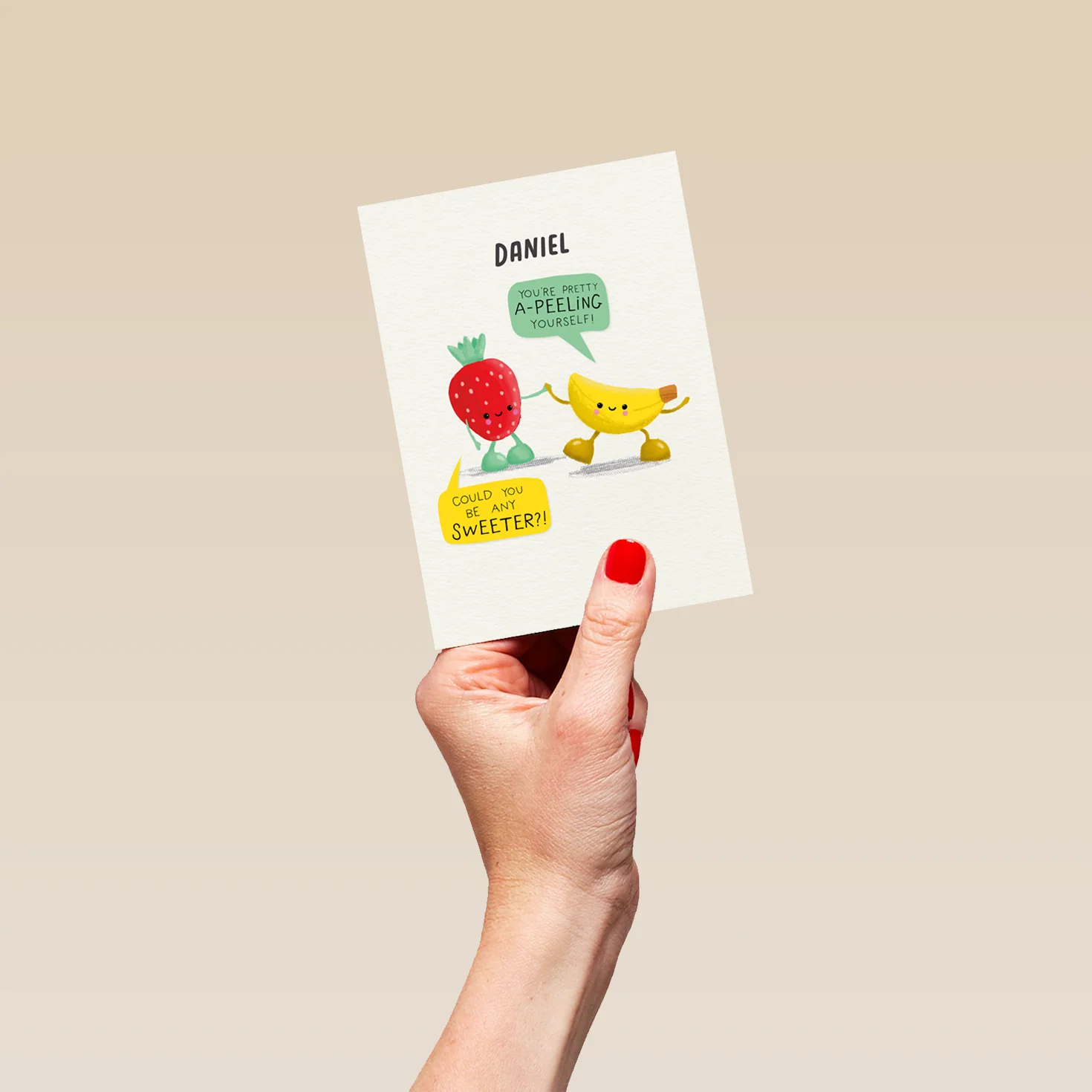 Personalised Better Together Strawberry & Banana 'Sweet' Illustrated Birthday Card - Image 4