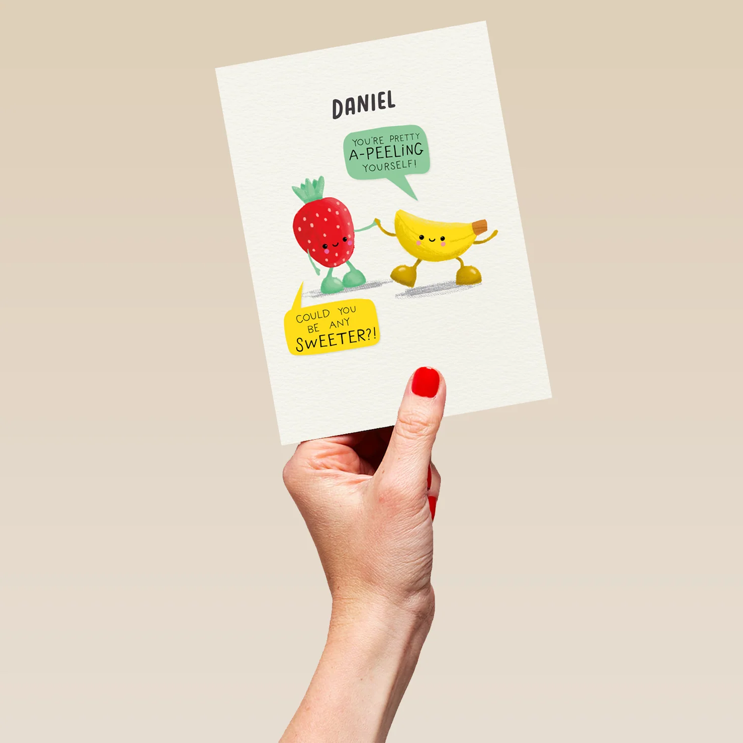 Personalised Better Together Strawberry & Banana 'Sweet' Illustrated Birthday Card - Image 5