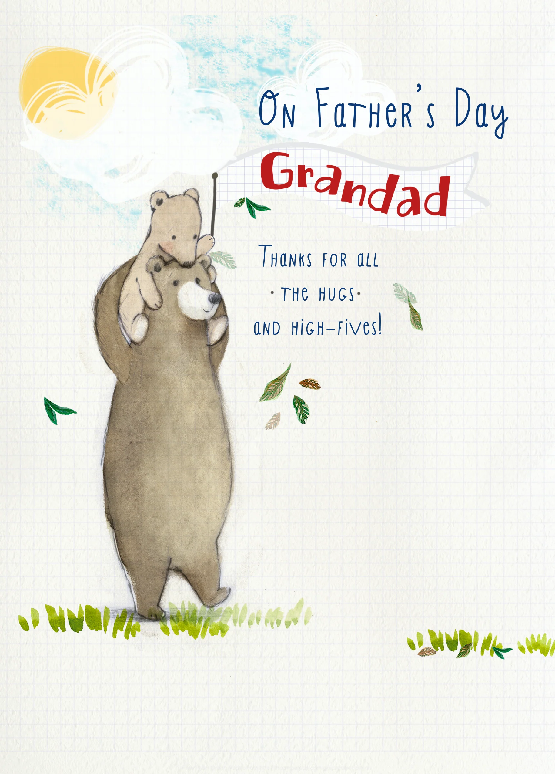 Personalised Big Baby Bear Cute Father's Day Card For Grandad