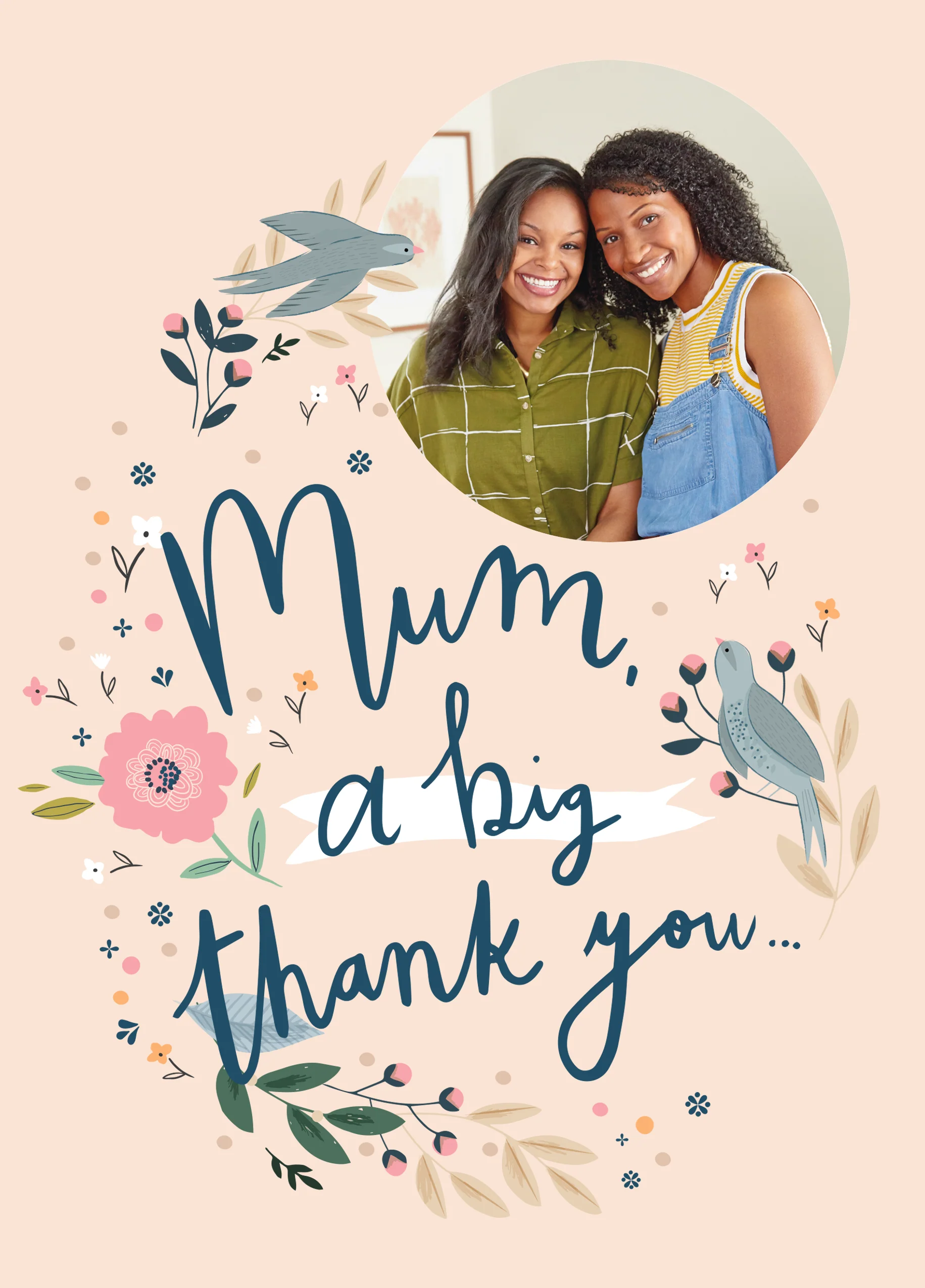 Personalised Big Thank You Mother's Day Photo Upload Card For Mum
