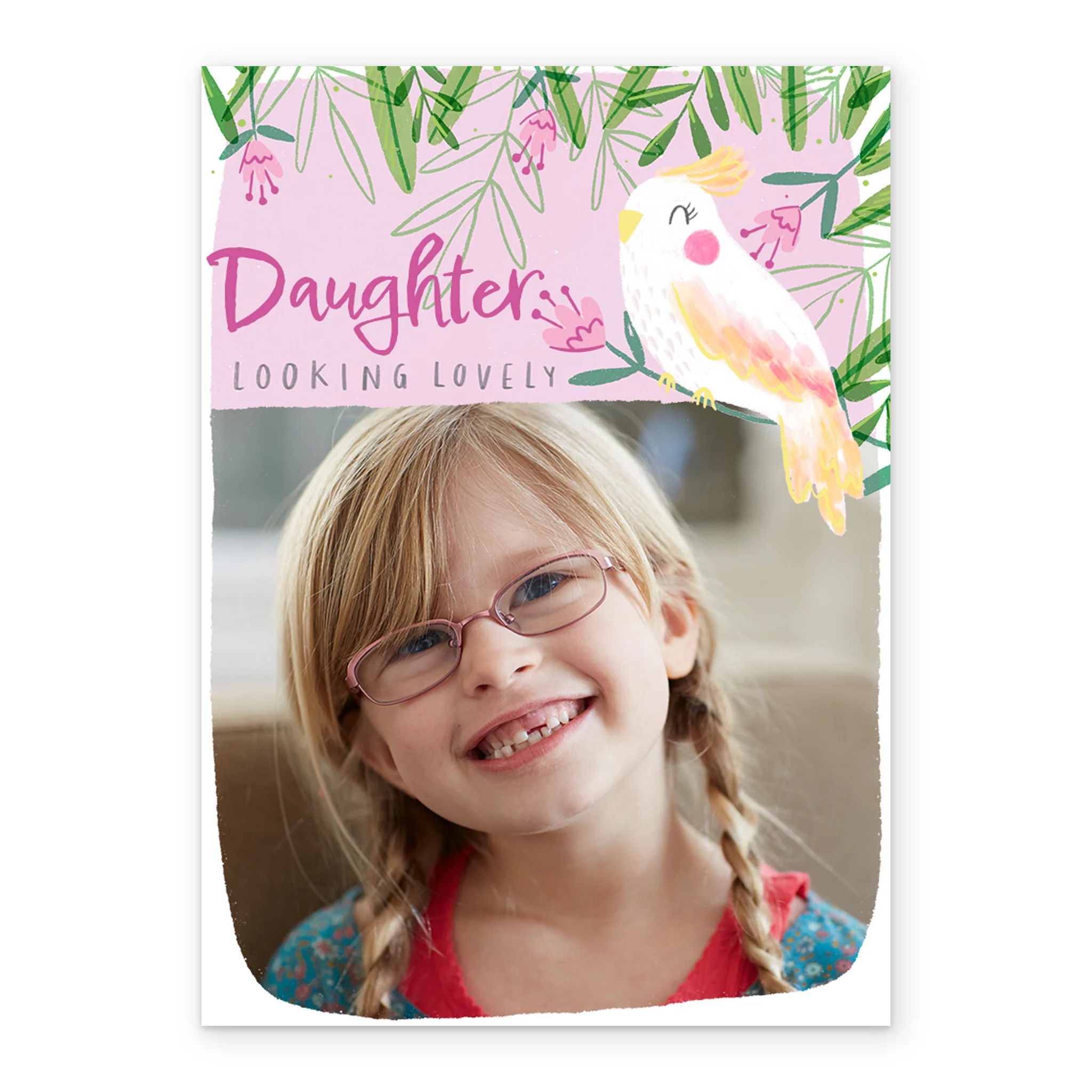 Personalised Bird & Flowers Photo Card For Daughter - Image 2
