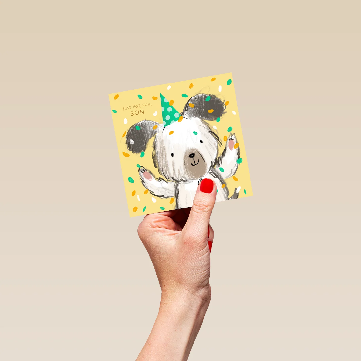 Personalised Birthday Card - Cute Illustrated Dog with Confetti Design - Image 4