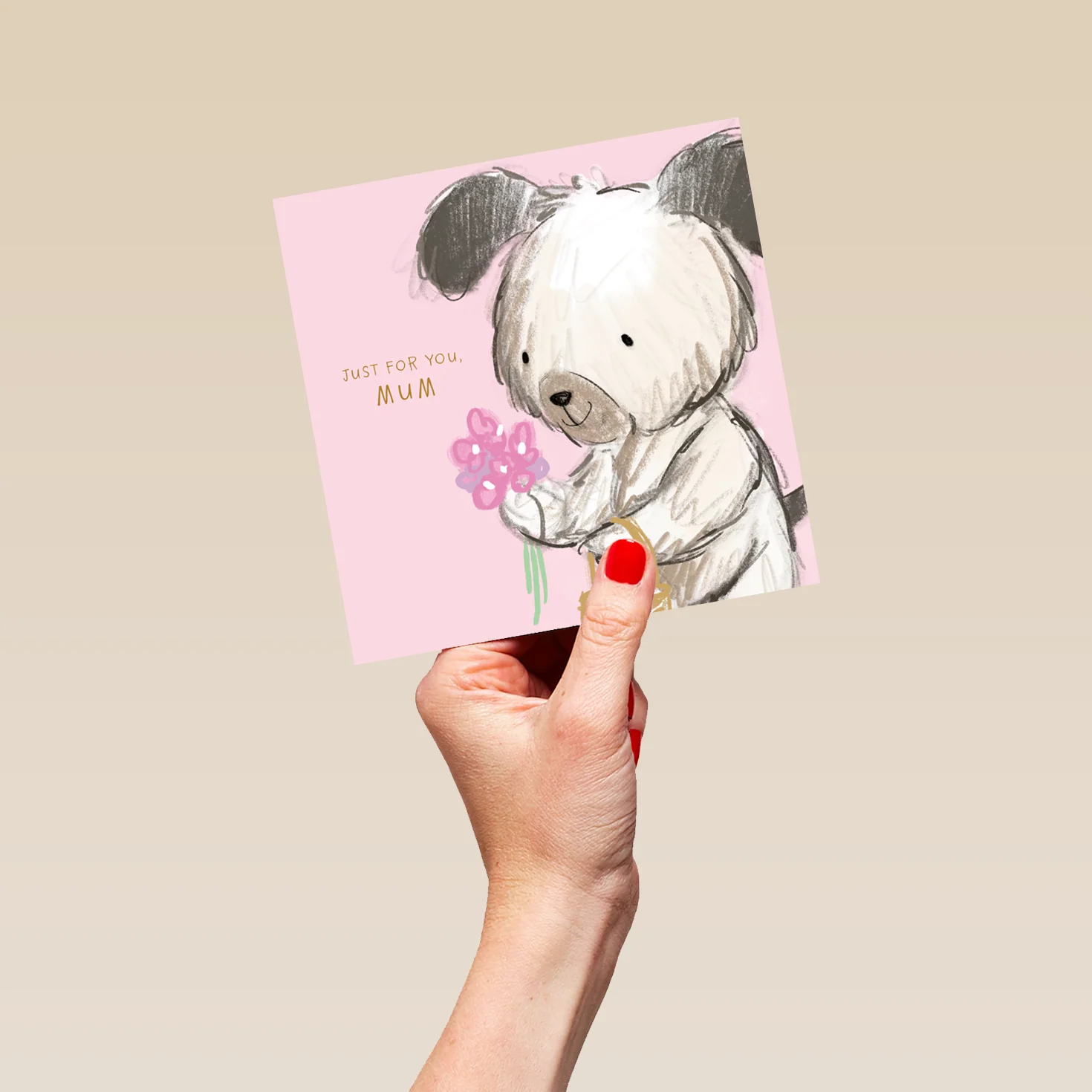 Personalised Birthday Card - Cute Illustrated Dog with Flower Design - Image 5