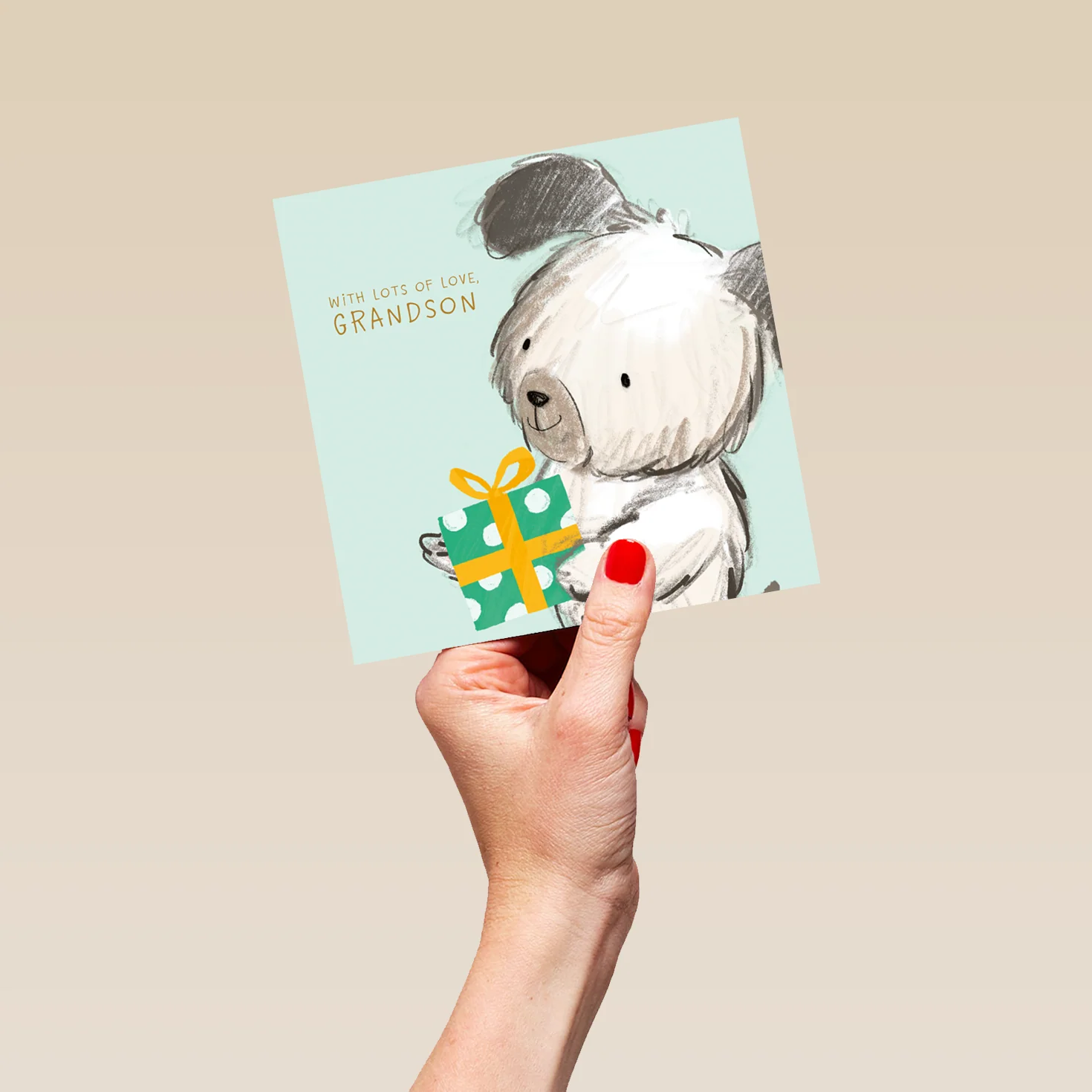 Personalised Birthday Card - Cute Illustrated Dog with Gift Design - Image 5