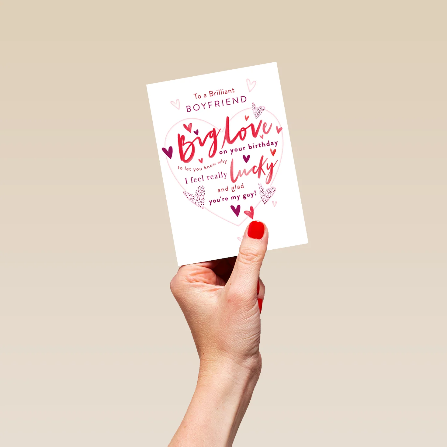 Personalised Birthday Card for Boyfriend - Word-Filled Heart Design - Image 4