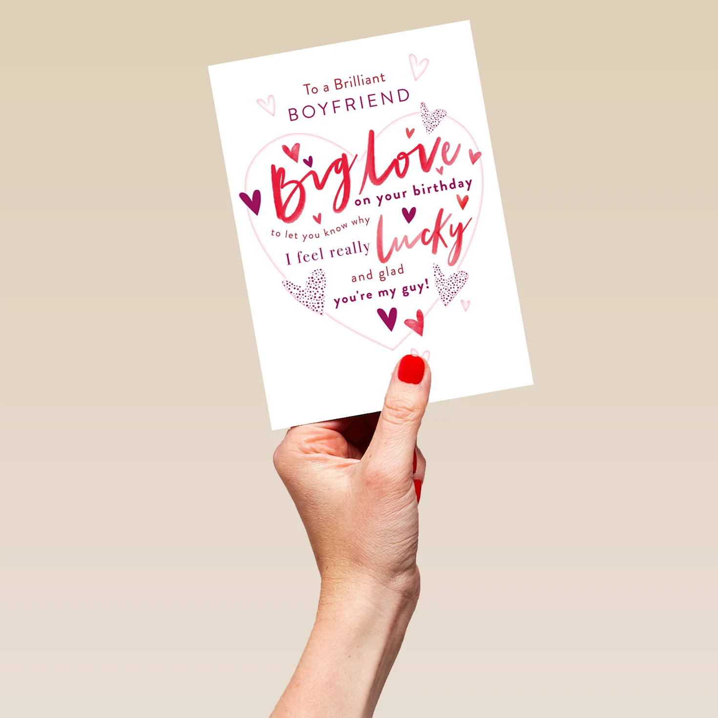 Personalised Birthday Card for Boyfriend - Word-Filled Heart Design - Image 5