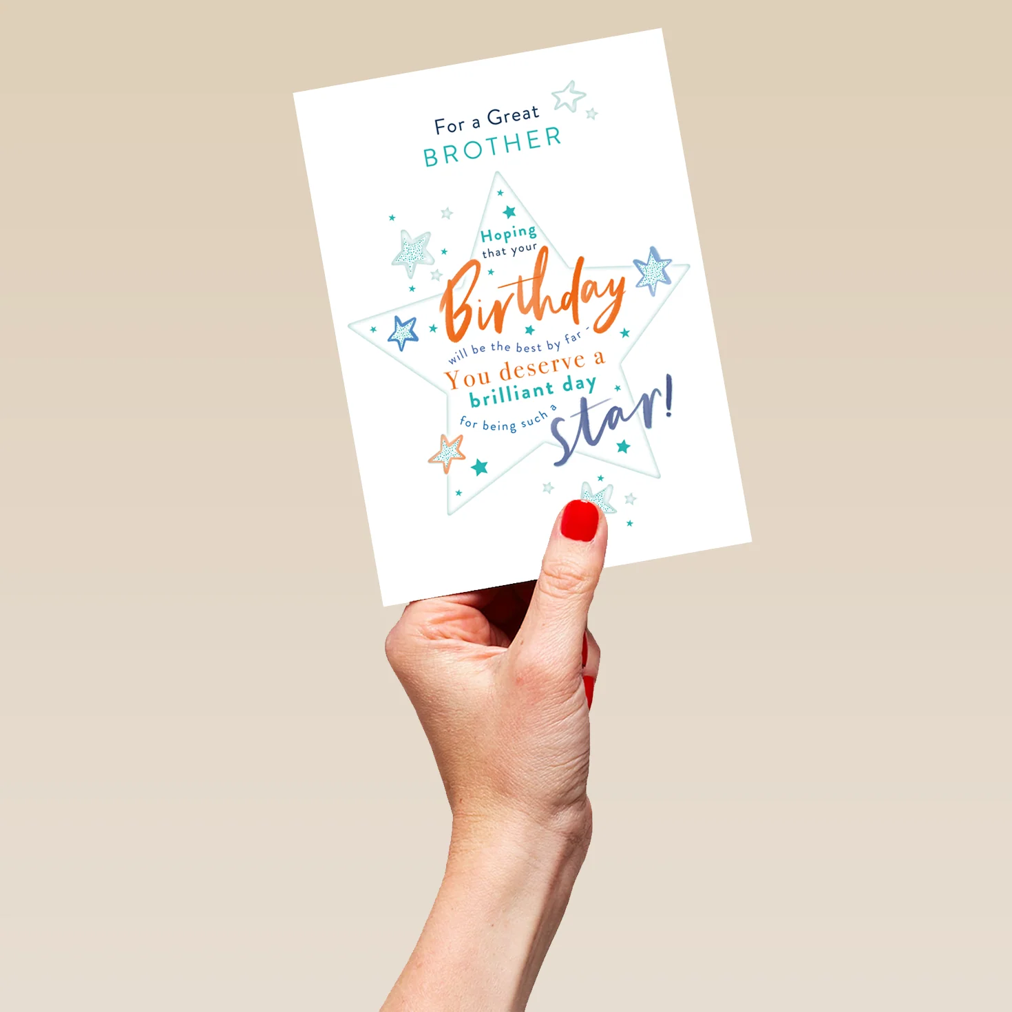 Personalised Birthday Card for Brother - Word-Filled Star Design - Image 5
