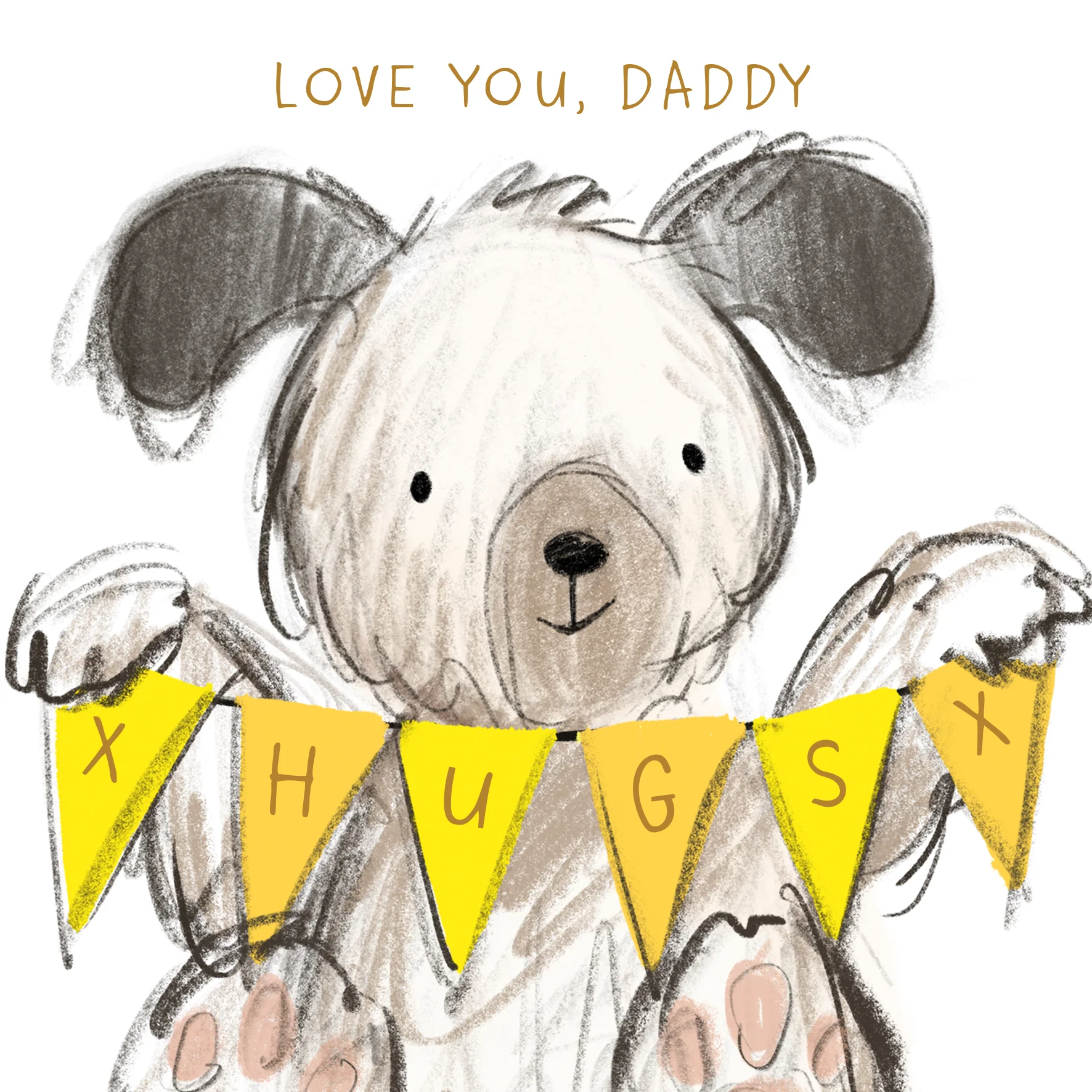 Personalised Birthday Card for Daddy - Cute Illustrated Dog with Bunting Design