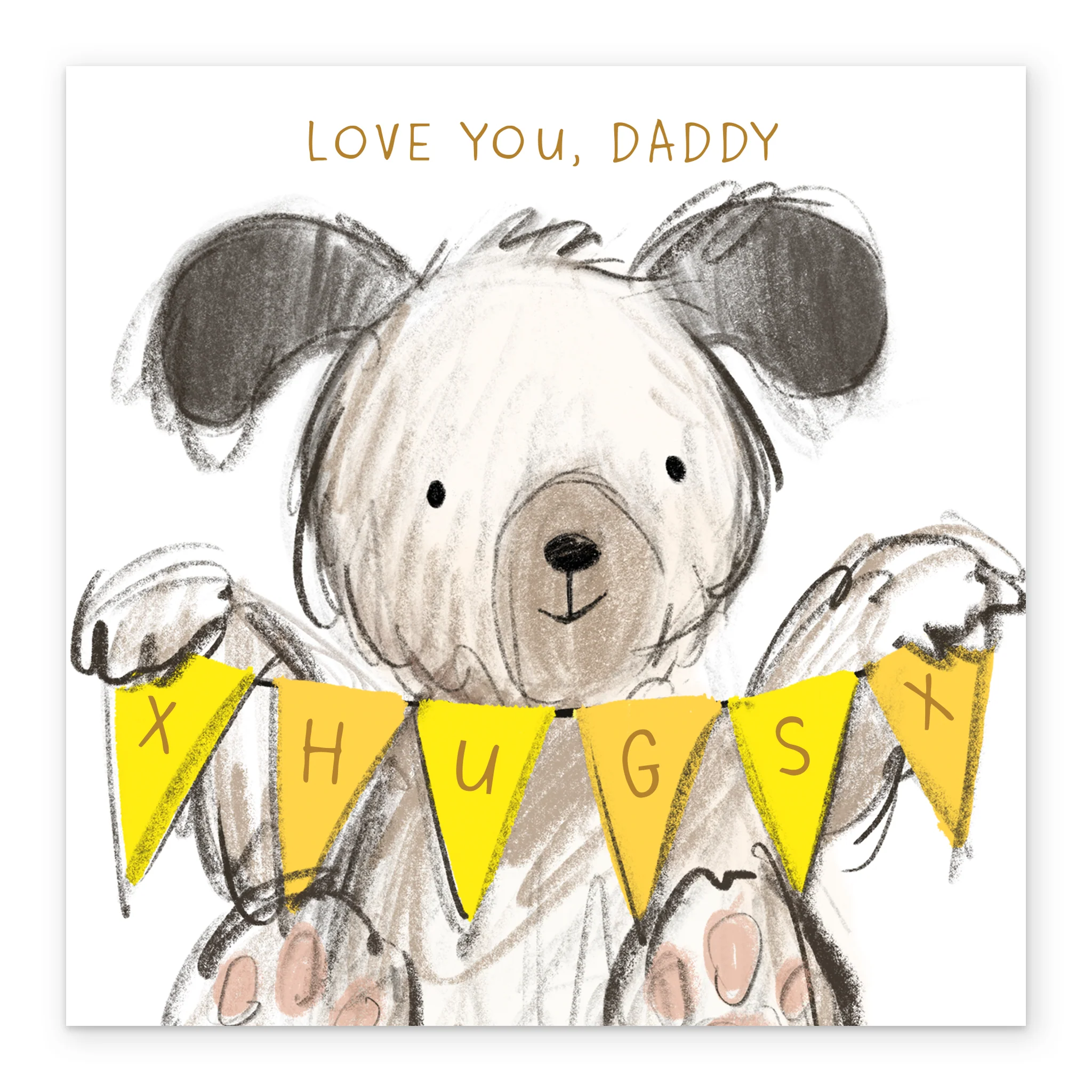 Personalised Birthday Card for Daddy - Cute Illustrated Dog with Bunting Design - Image 2