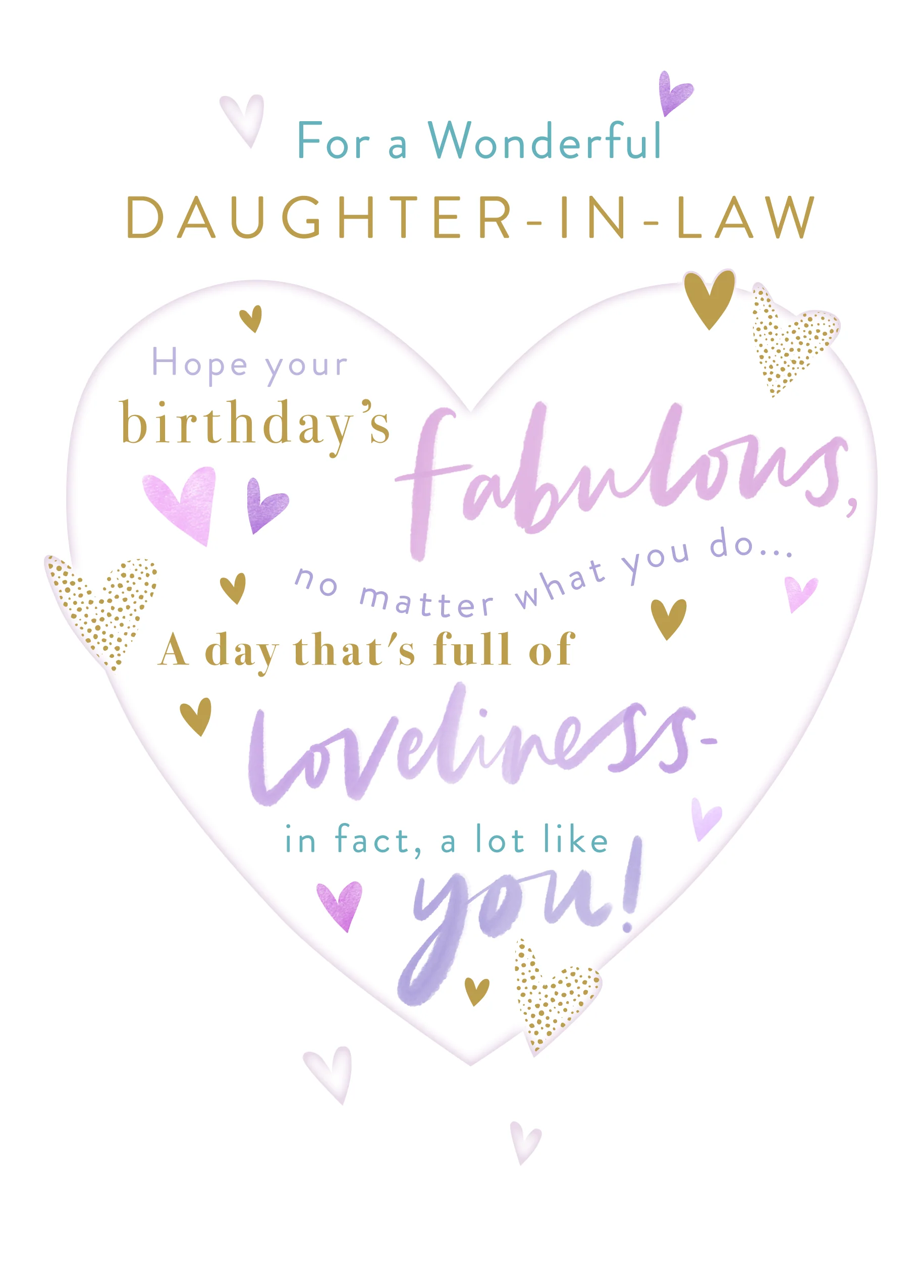 Personalised Birthday Card for Daughter-in-Law - Word-Filled Heart Design