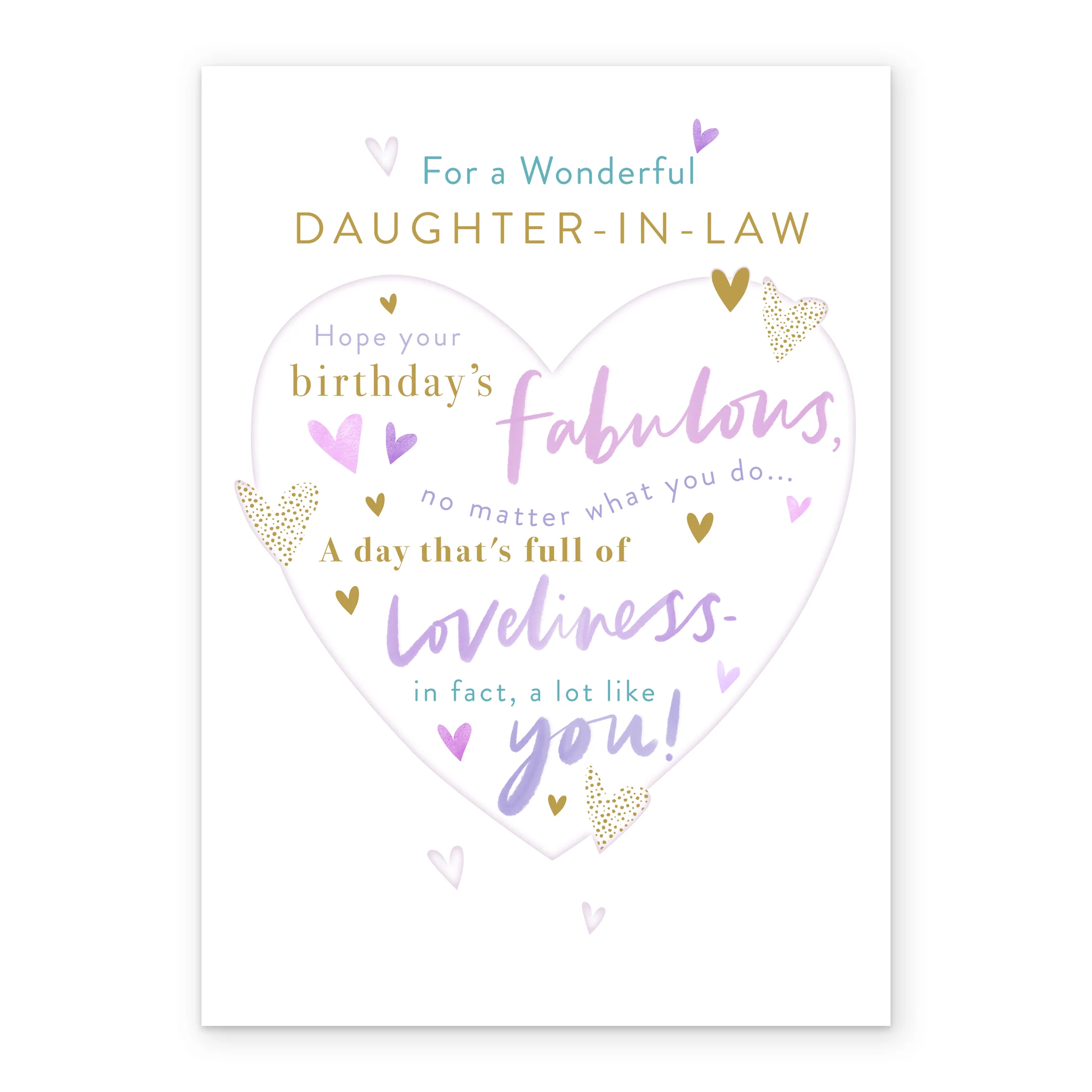 Personalised Birthday Card for Daughter-in-Law - Word-Filled Heart Design - Image 2