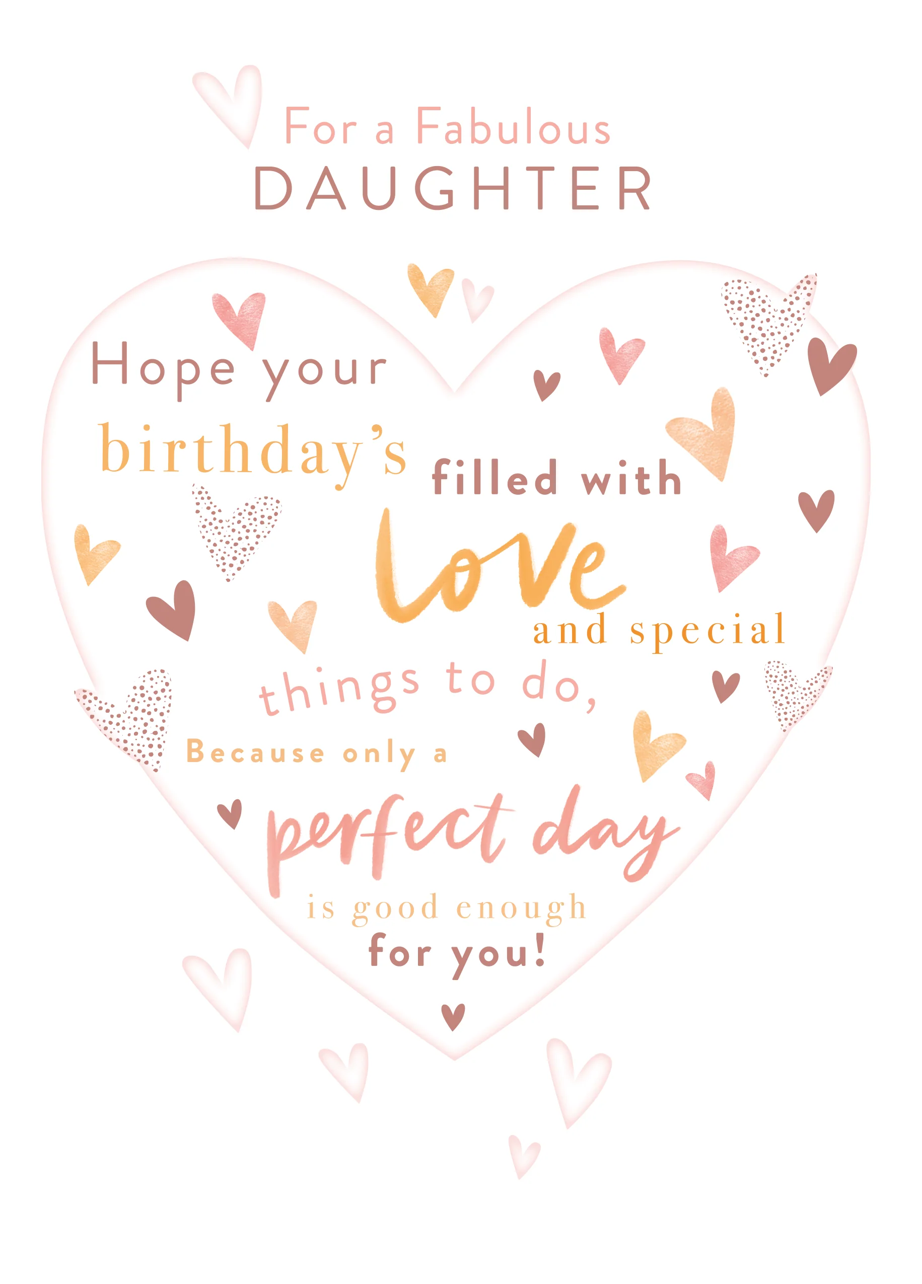 Personalised Birthday Card for Daughter - Word-Filled Heart Design