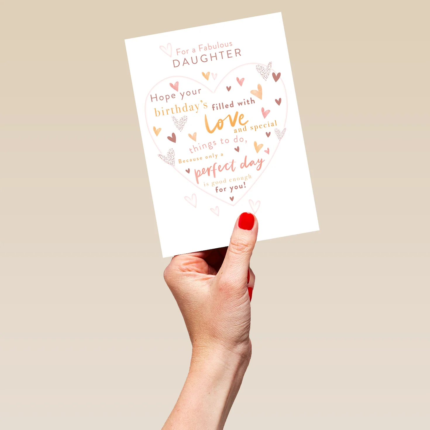 Personalised Birthday Card for Daughter - Word-Filled Heart Design - Image 5