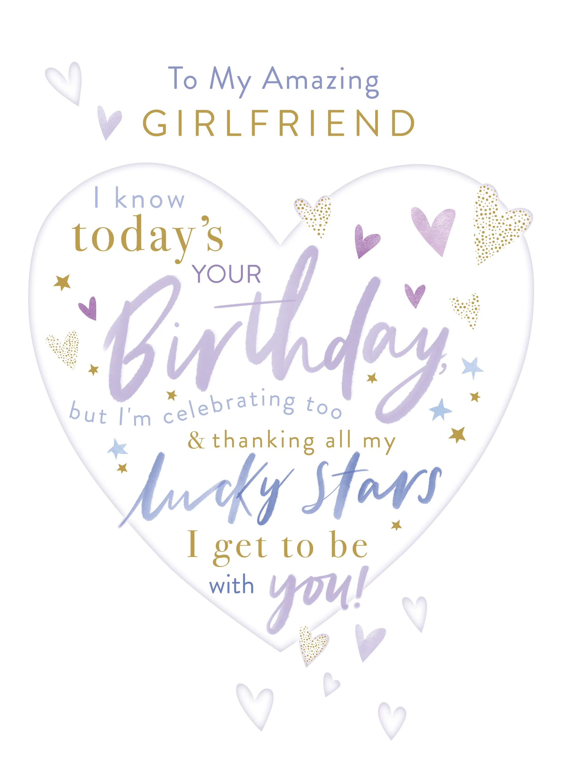 Personalised Birthday Card for Girlfriend - Word-Filled Heart Design