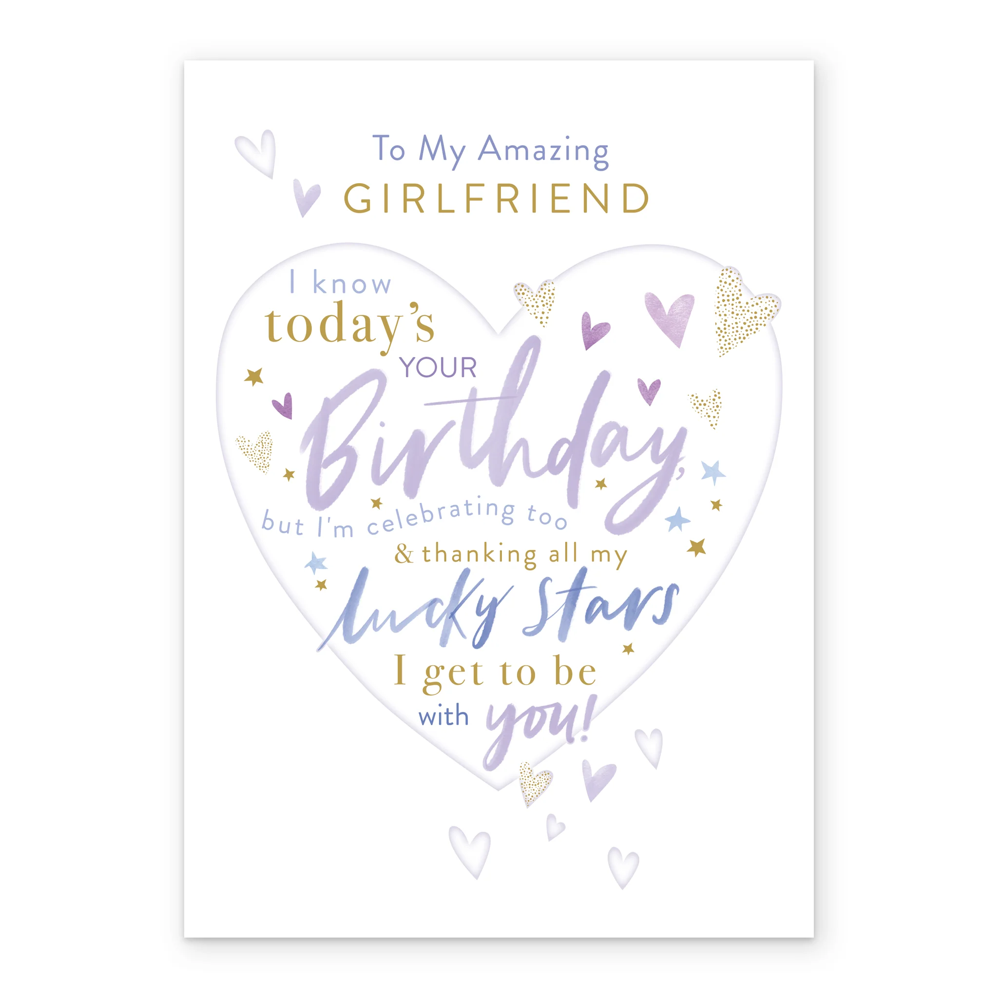 Personalised Birthday Card for Girlfriend - Word-Filled Heart Design - Image 2