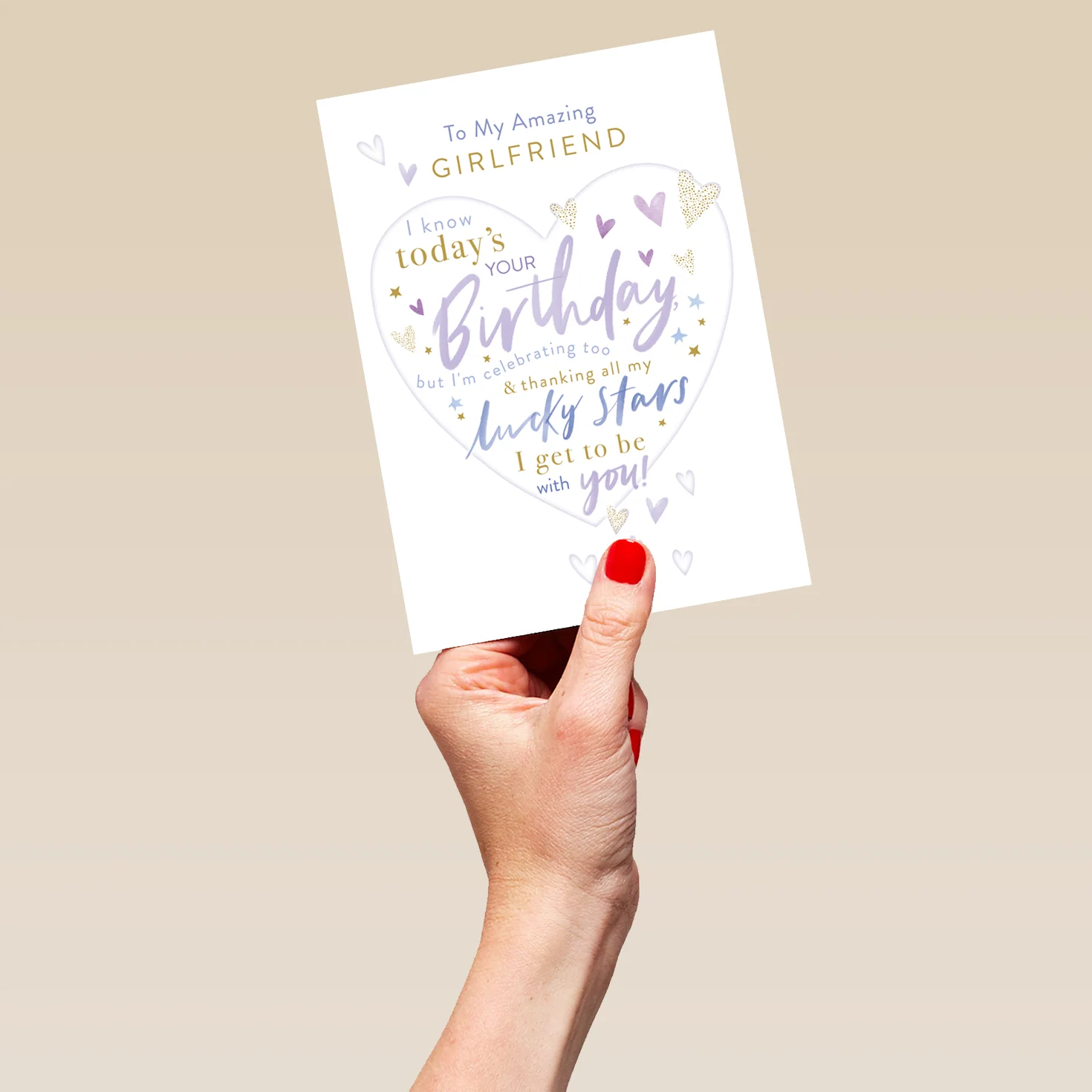 Personalised Birthday Card for Girlfriend - Word-Filled Heart Design - Image 5