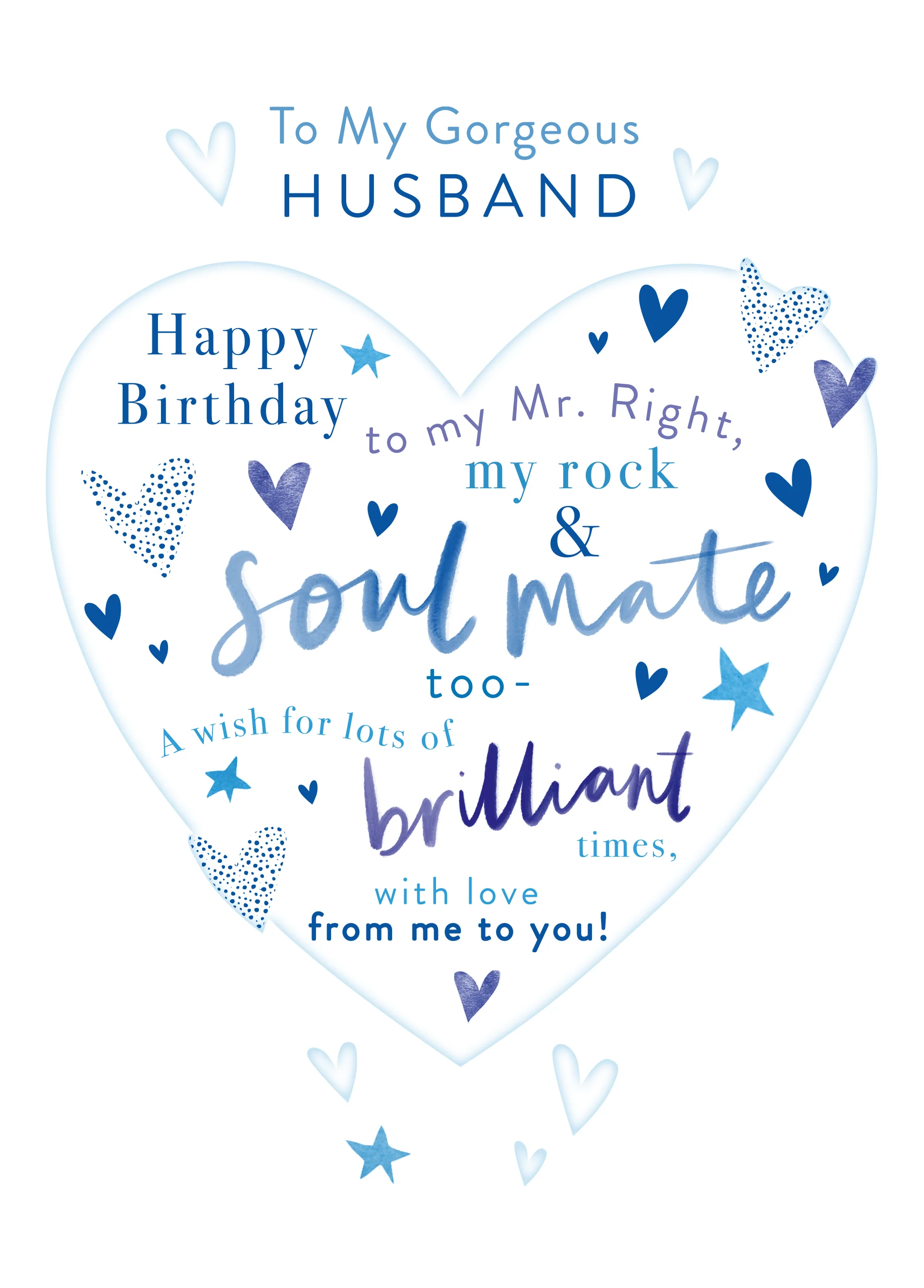 Personalised Birthday Card for Husband - Word-Filled Heart Design