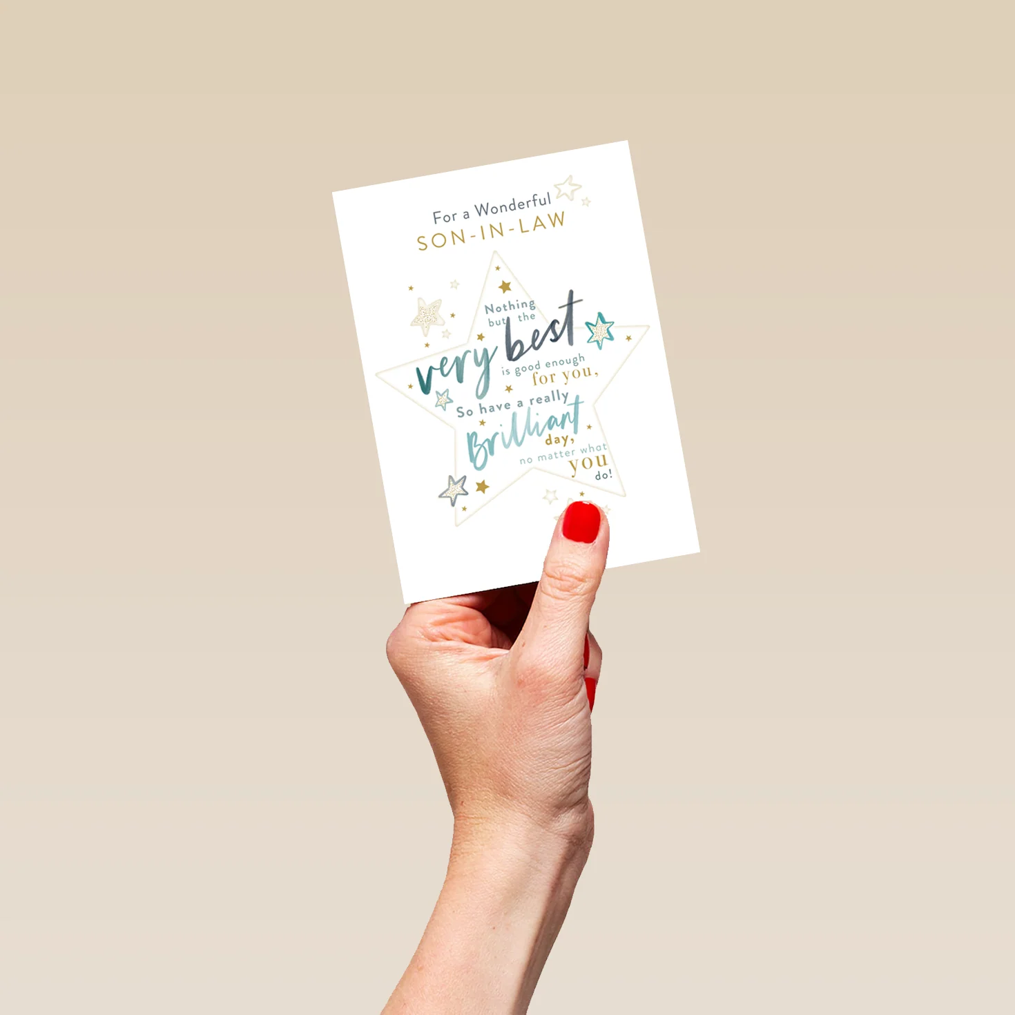 Personalised Birthday Card for Son-in-Law - Word-Filled Star Design - Image 4