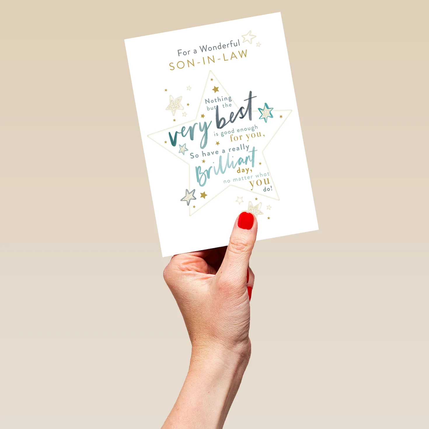 Personalised Birthday Card for Son-in-Law - Word-Filled Star Design - Image 5