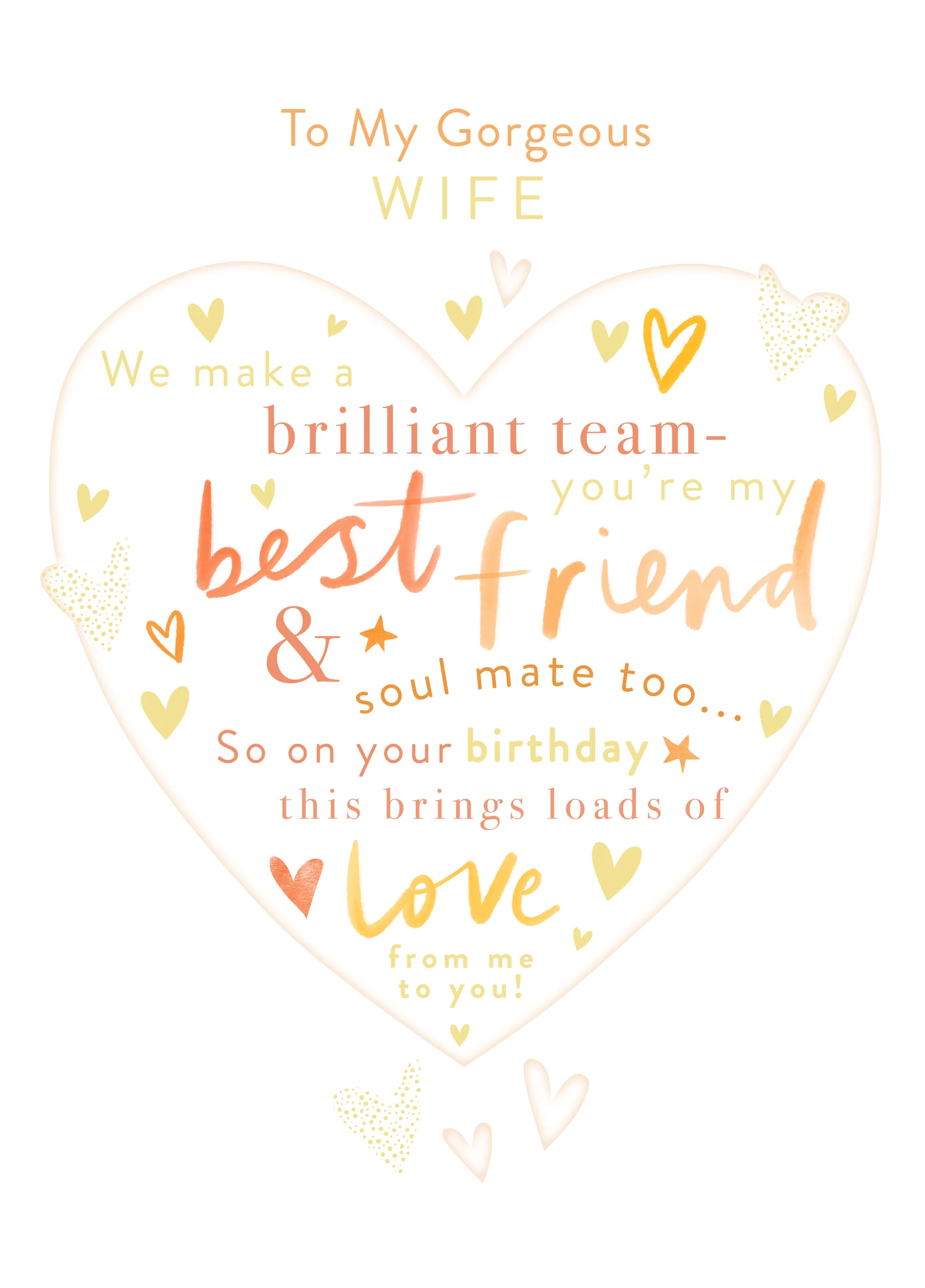 Personalised Birthday Card for Wife - Word-Filled Heart Design