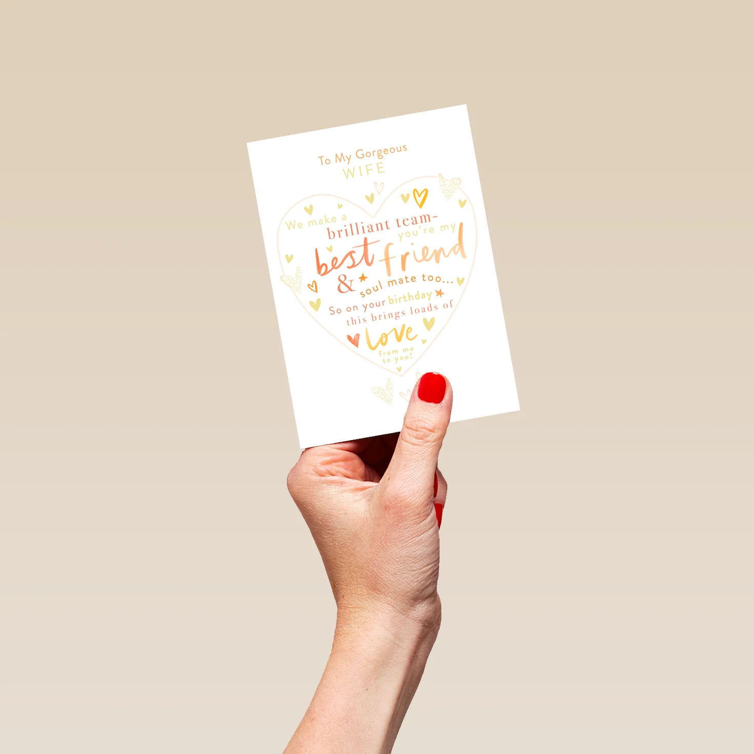 Personalised Birthday Card for Wife - Word-Filled Heart Design - Image 4