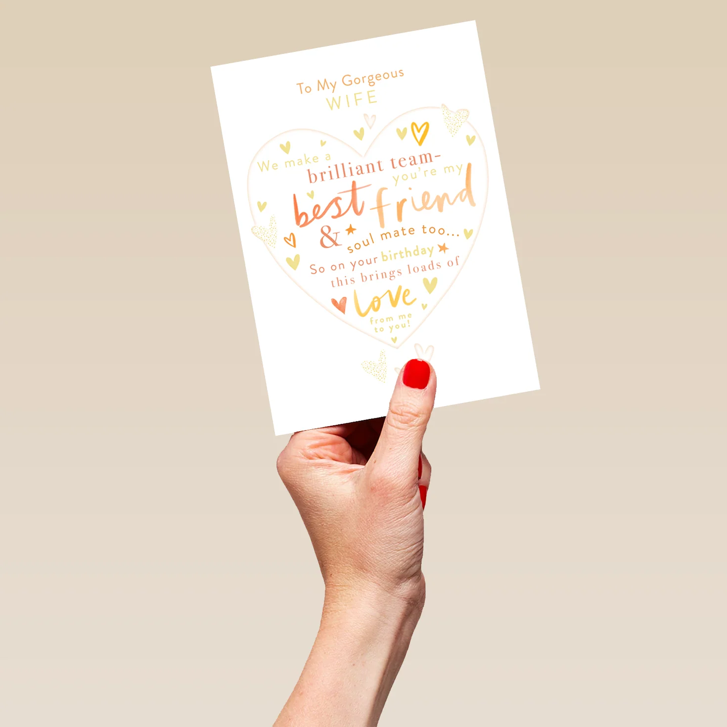 Personalised Birthday Card for Wife - Word-Filled Heart Design - Image 5