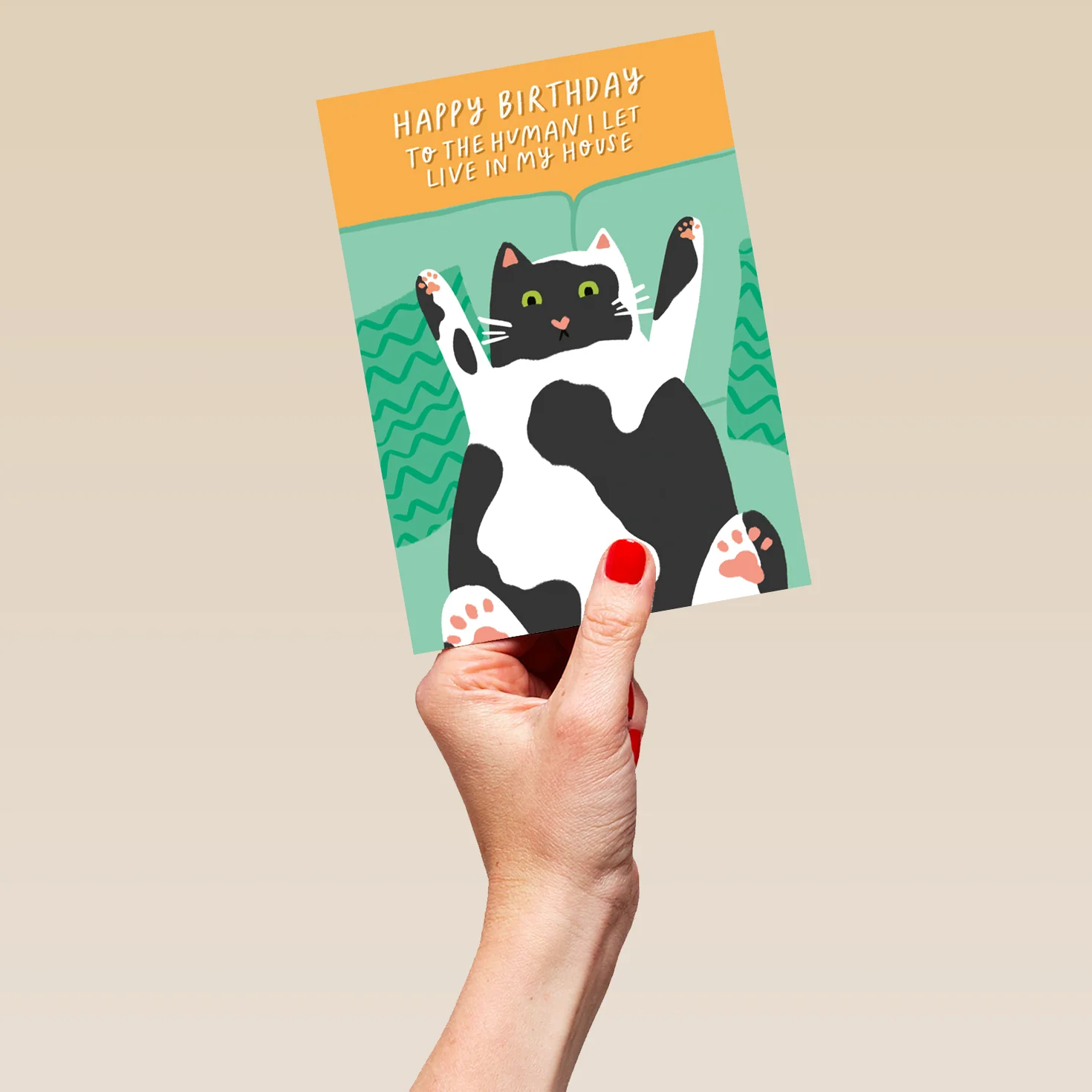 Personalised Birthday Card Funny Cat Roommate Illustration - Image 5