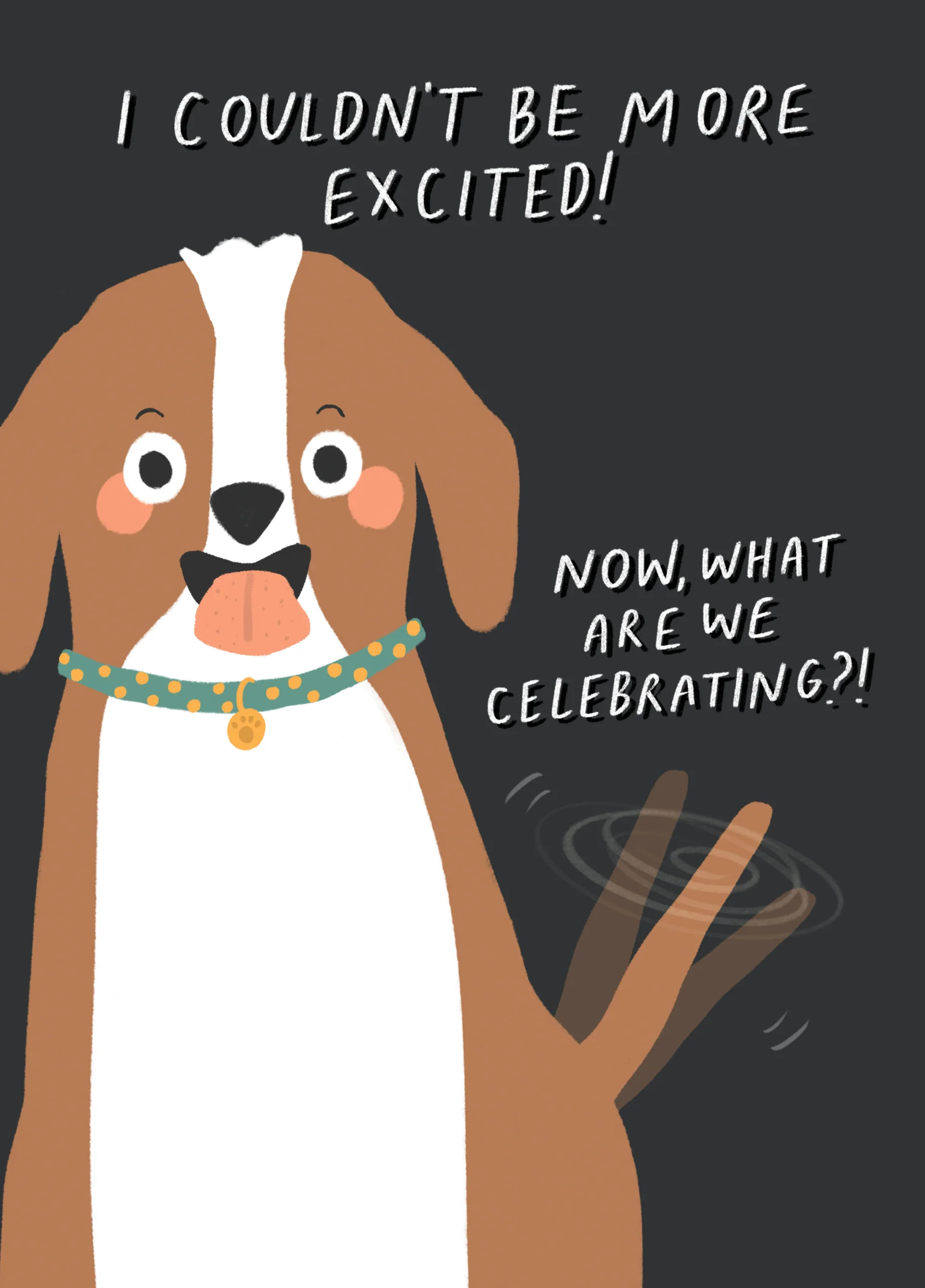 Personalised Birthday Card Funny Dog Tail Wags Illustration