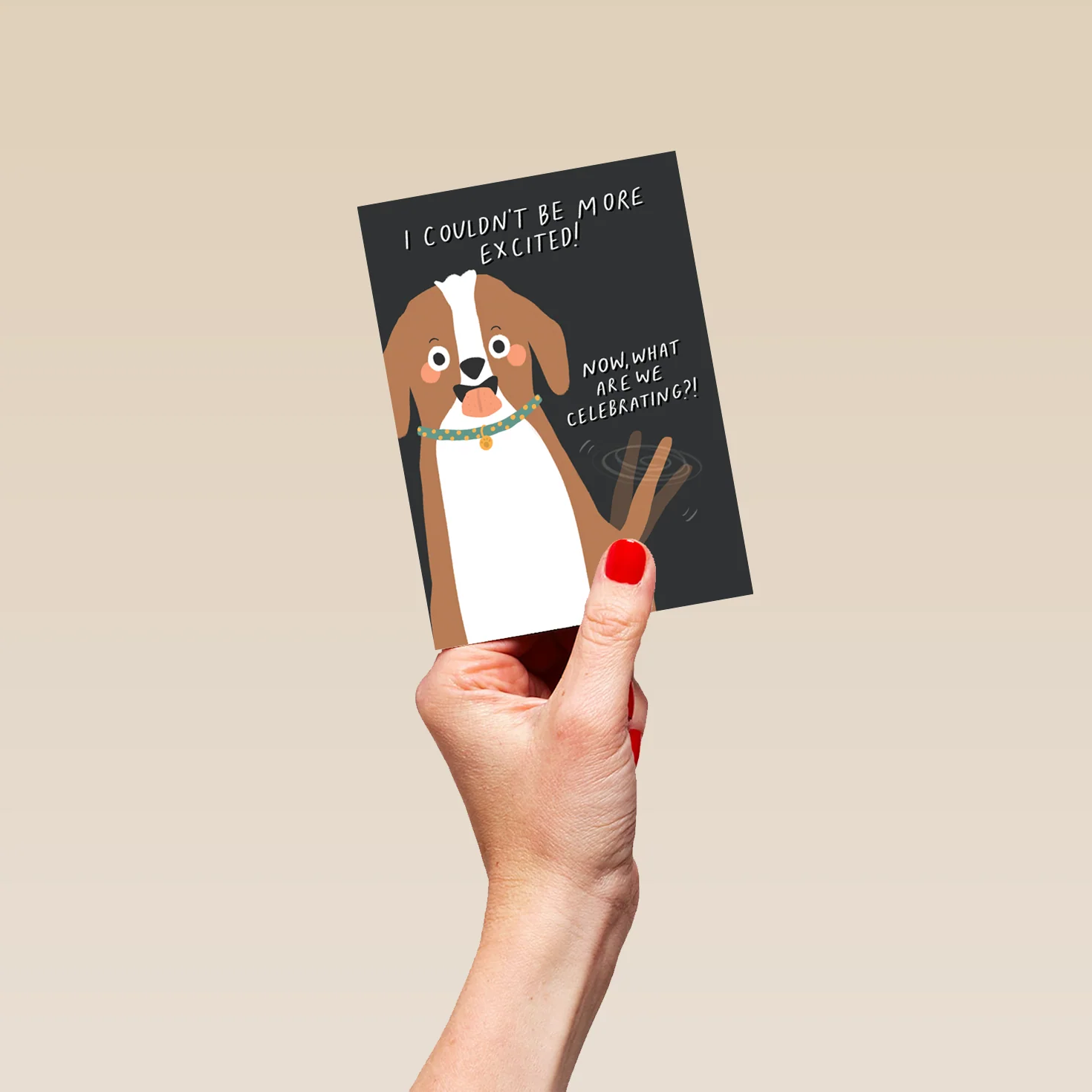 Personalised Birthday Card Funny Dog Tail Wags Illustration - Image 4