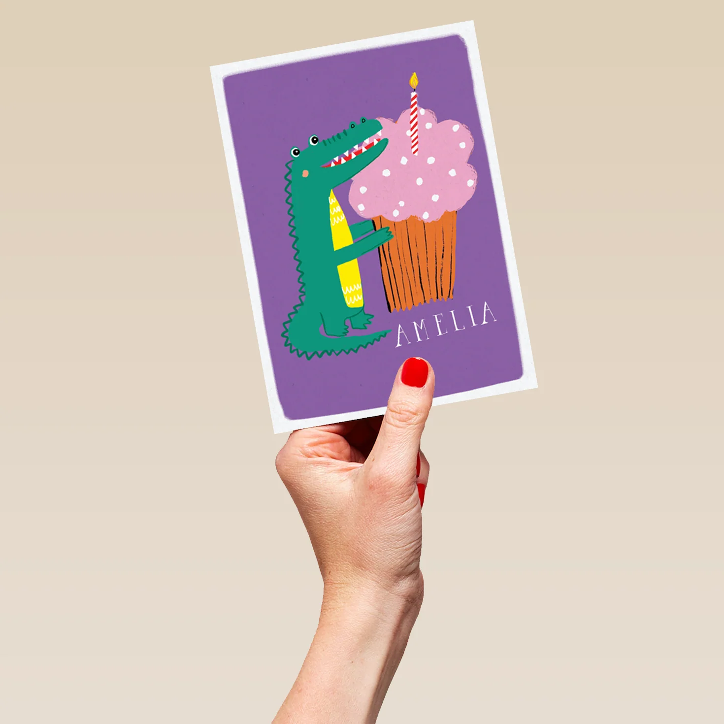 Personalised Birthday Crocodile Cupcake Card - Image 5